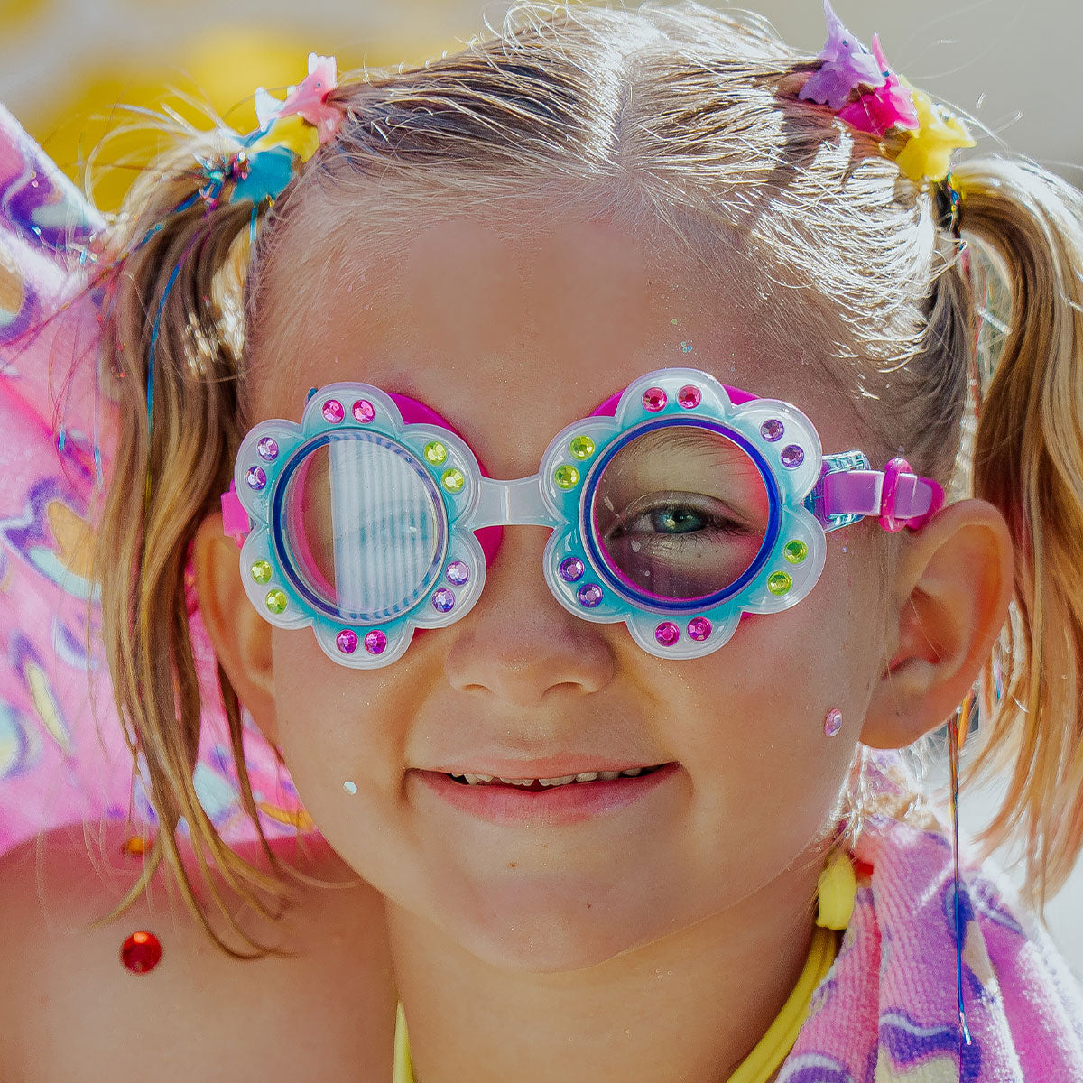 Blossom Blue Petals Girl Kids' Swim Goggles