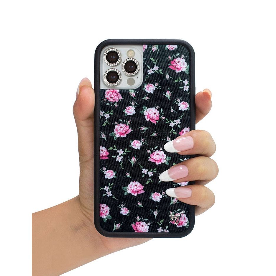 Black and Pink Floral iPhone Case