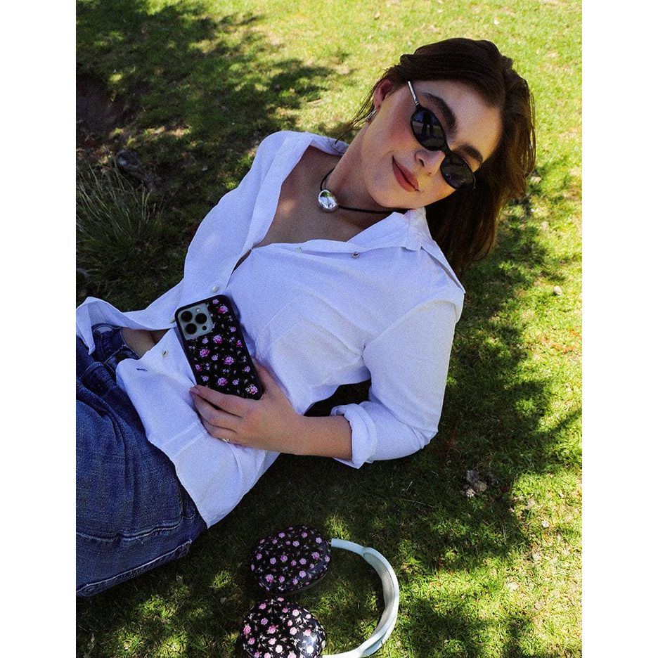 Black and Pink Floral iPhone Case