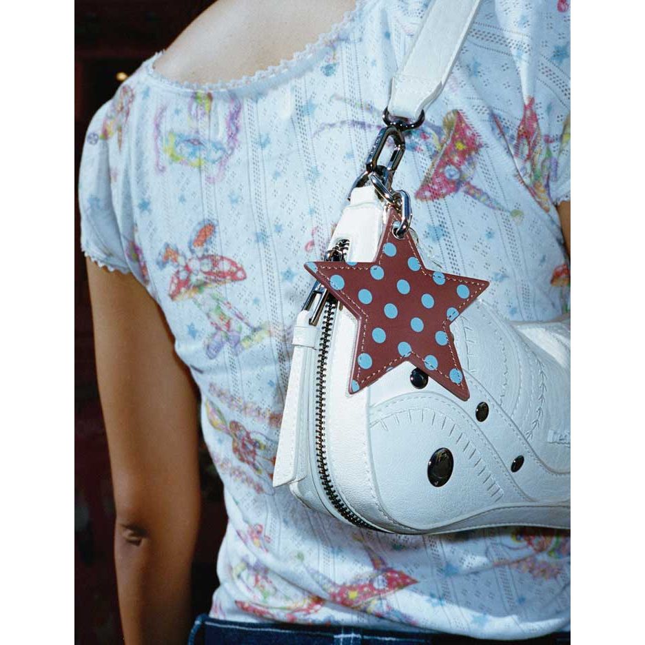 Polka Dot Star Charm | Brown and Blue