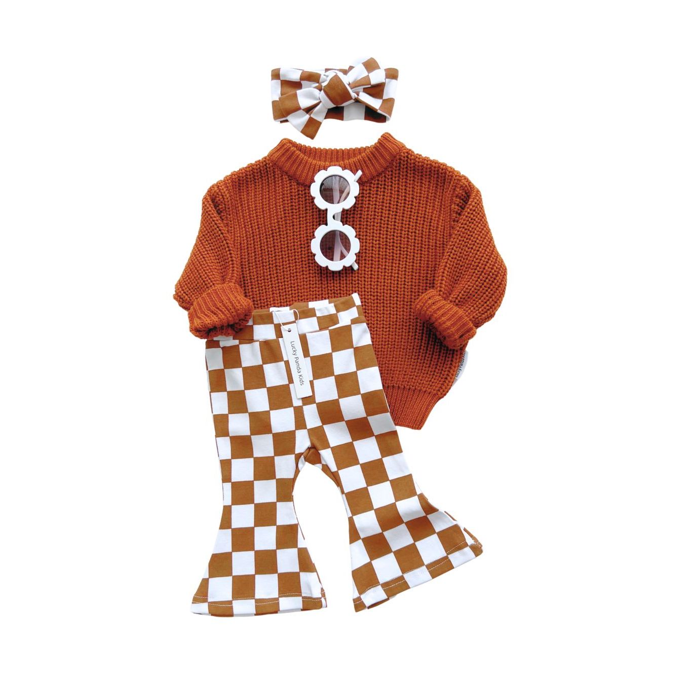 Checkered Flare Pants | Copper