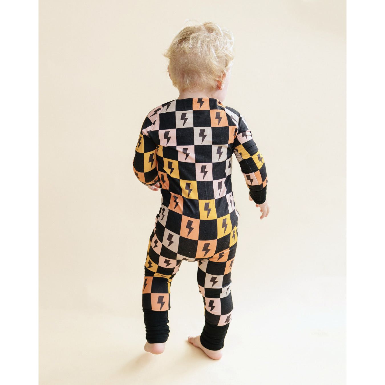 Bamboo Zip Romper | Colorful Checks & Bolts
