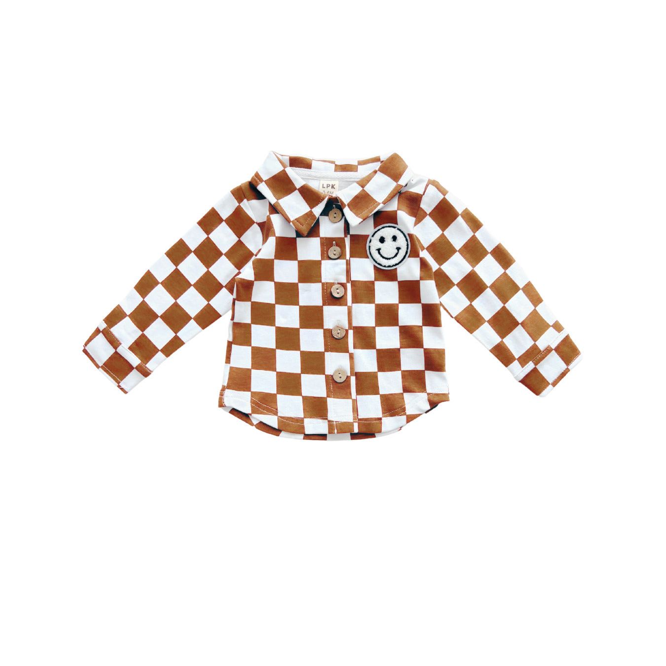 Cotton Shacket | Smiley Checkered Copper