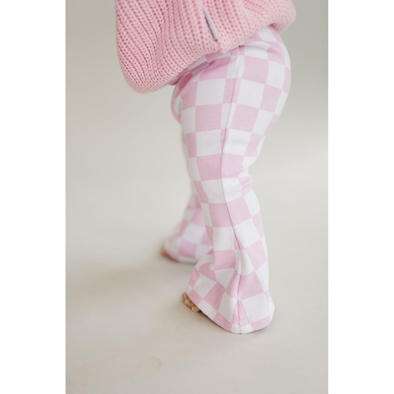 Checkered Flare Pants | Pink