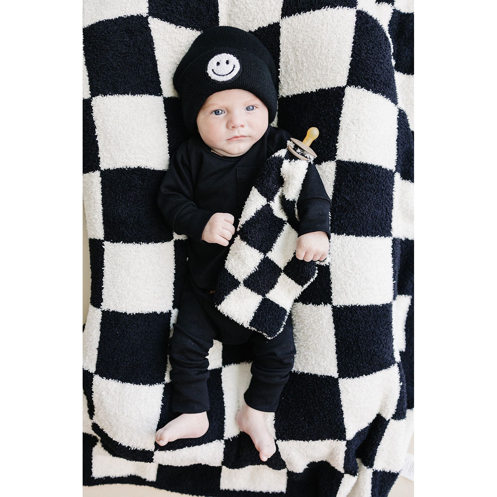 Checkered Plush Lovey | Black