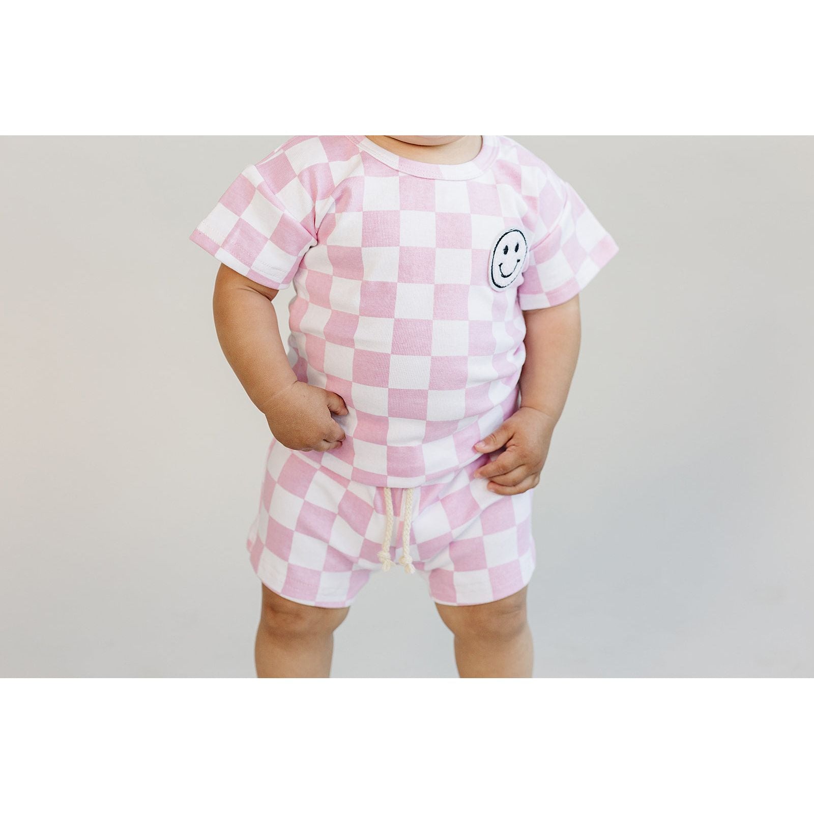 Checkered Shorts Set | Pink