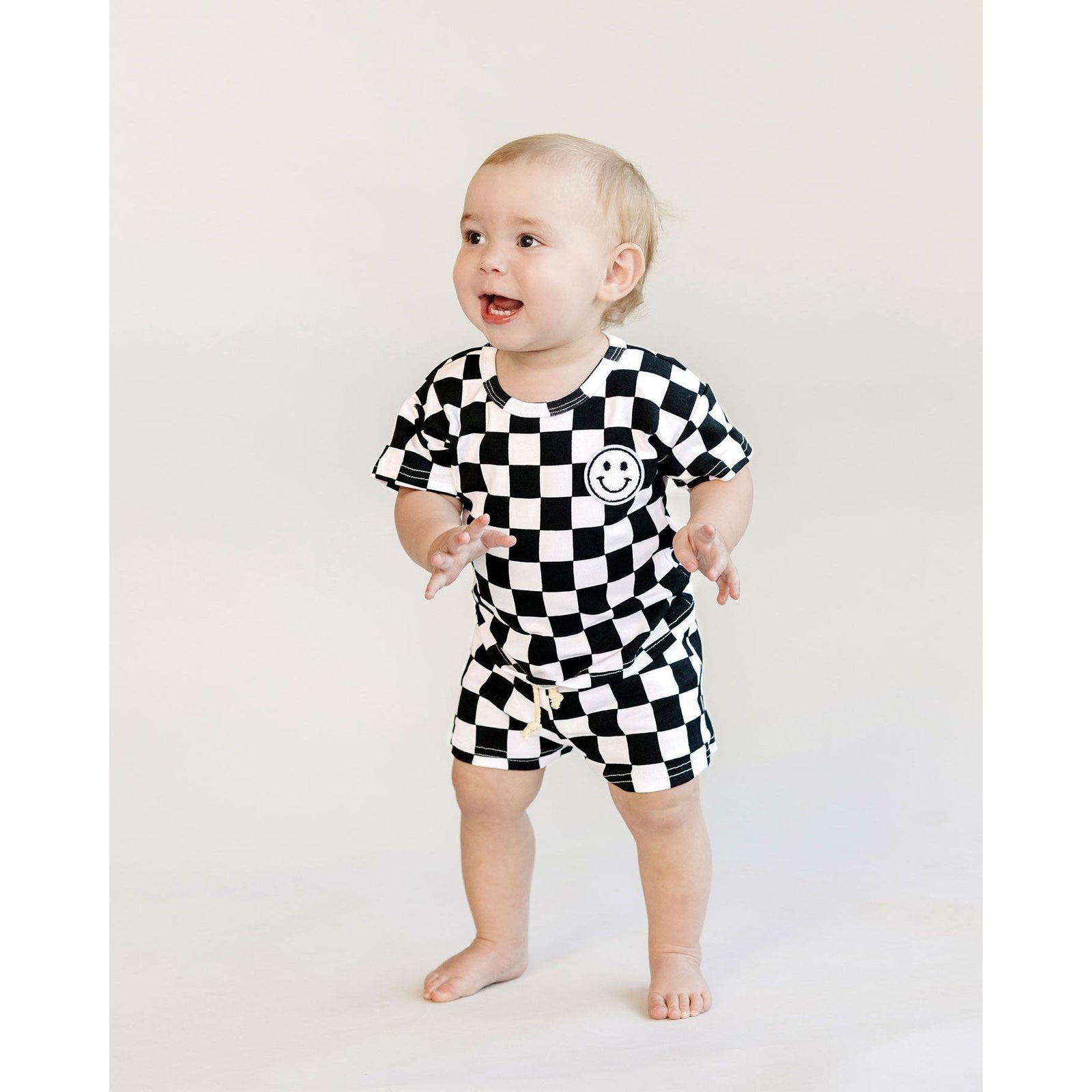 Checkered Shorts Set | Black