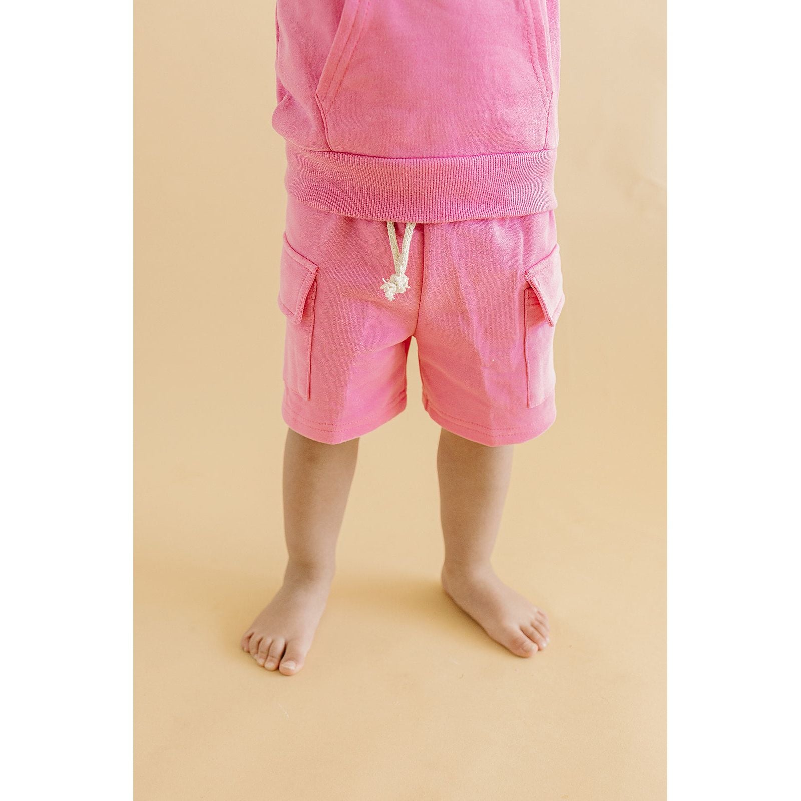 Terry Cargo Shorts Set | Pink