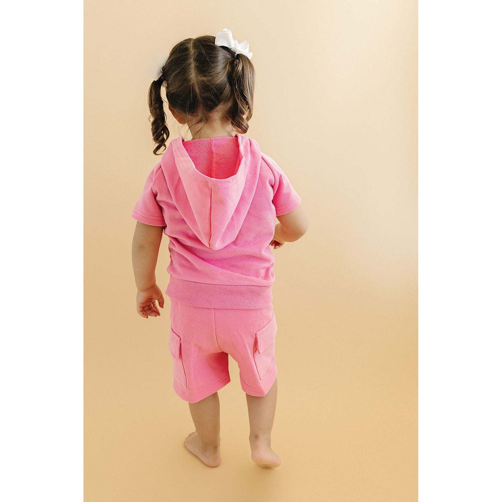 Terry Cargo Shorts Set | Pink