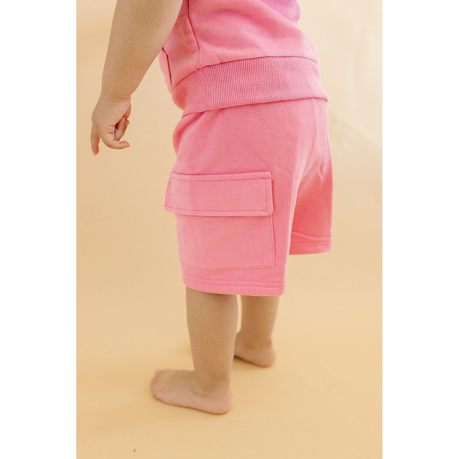 Terry Cargo Shorts Set | Pink