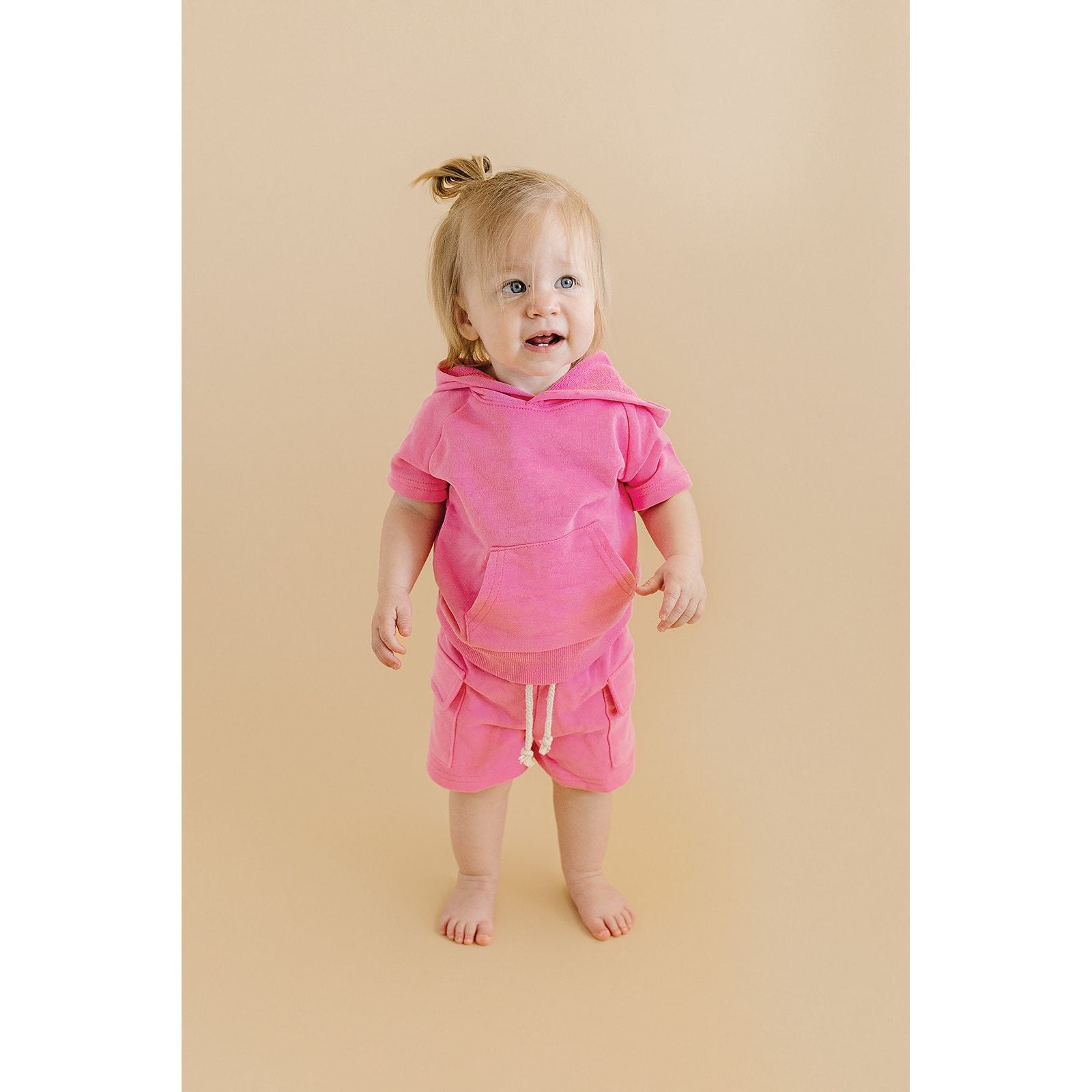 Terry Cargo Shorts Set | Pink
