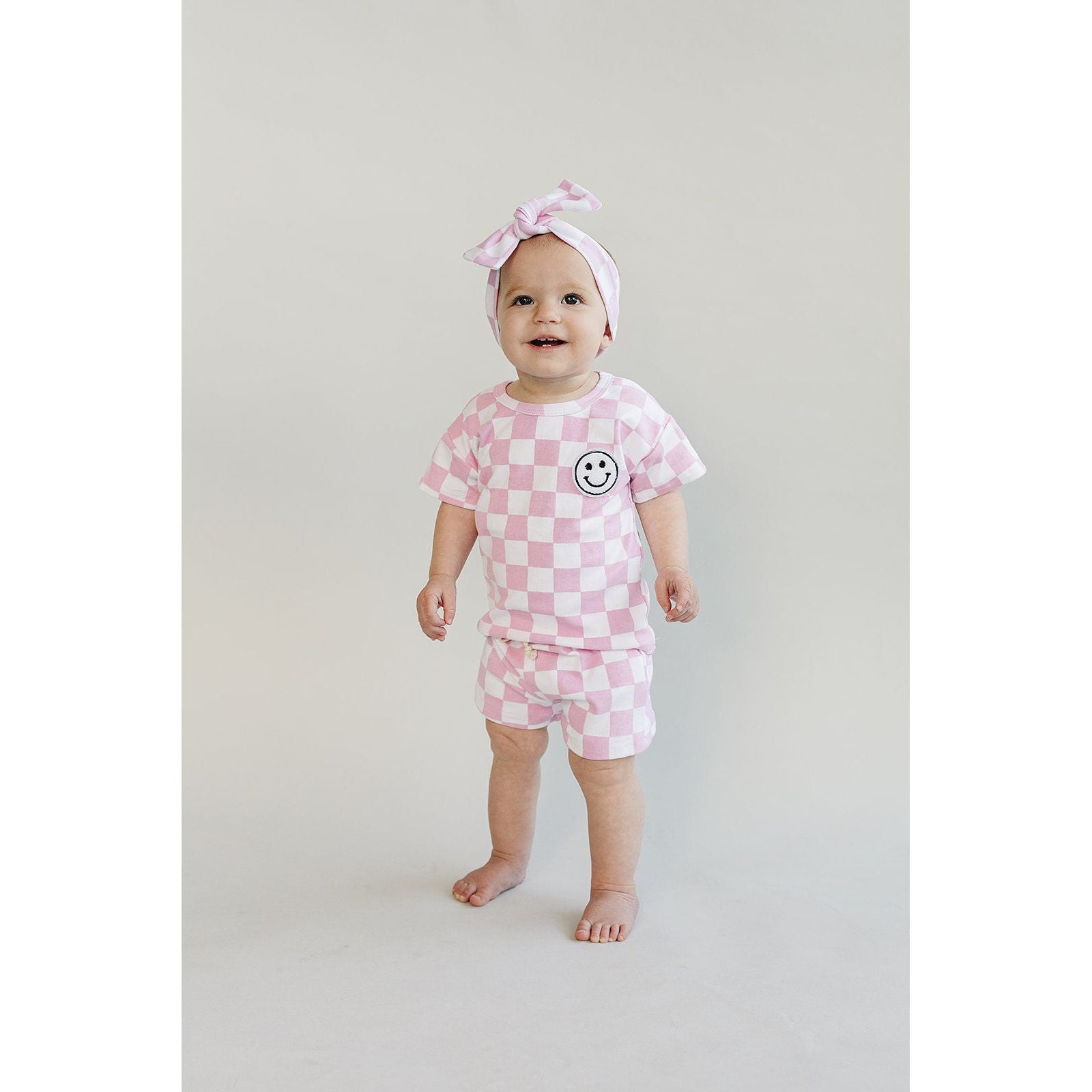 Checkered Shorts Set | Pink