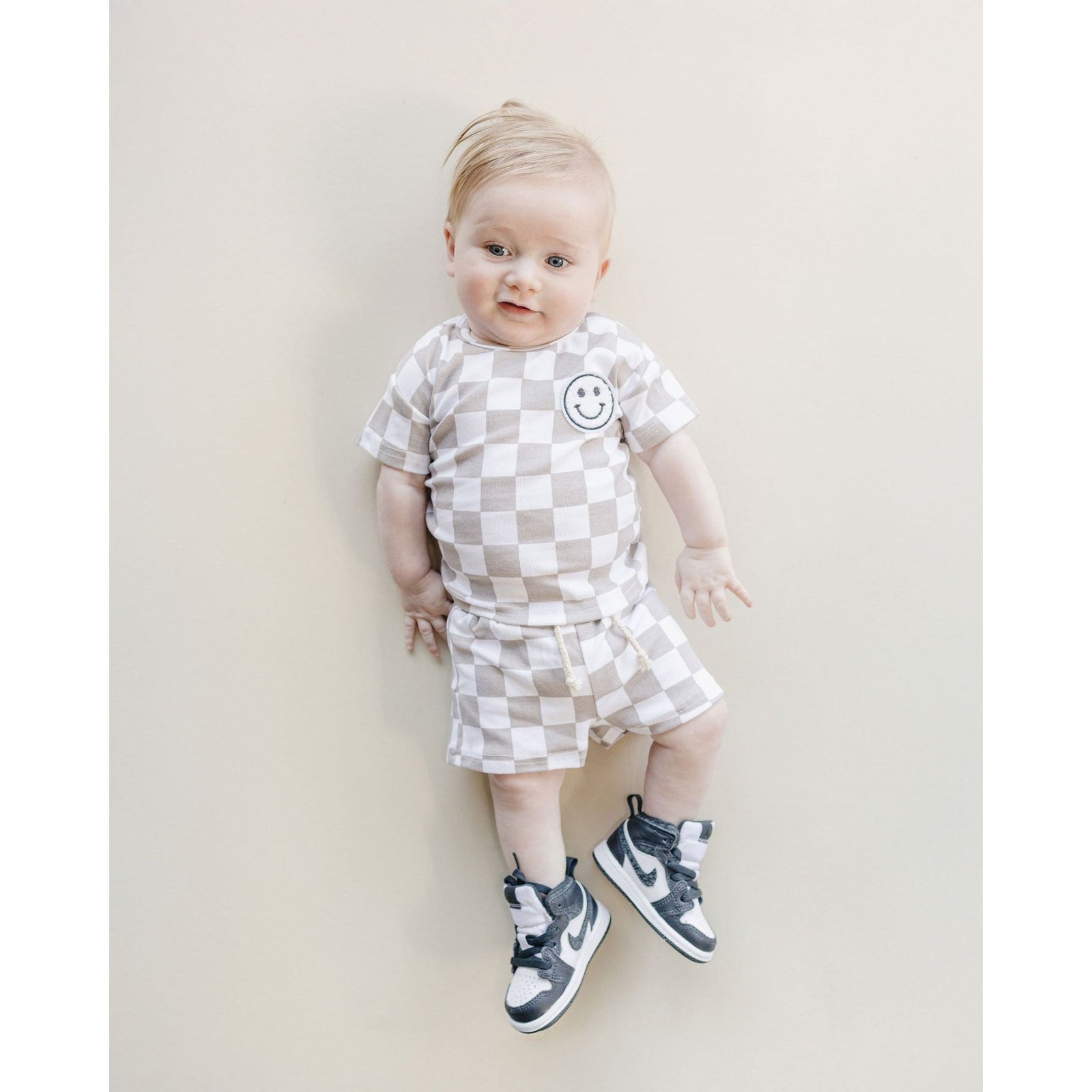 Checkered Shorts Set | Latte