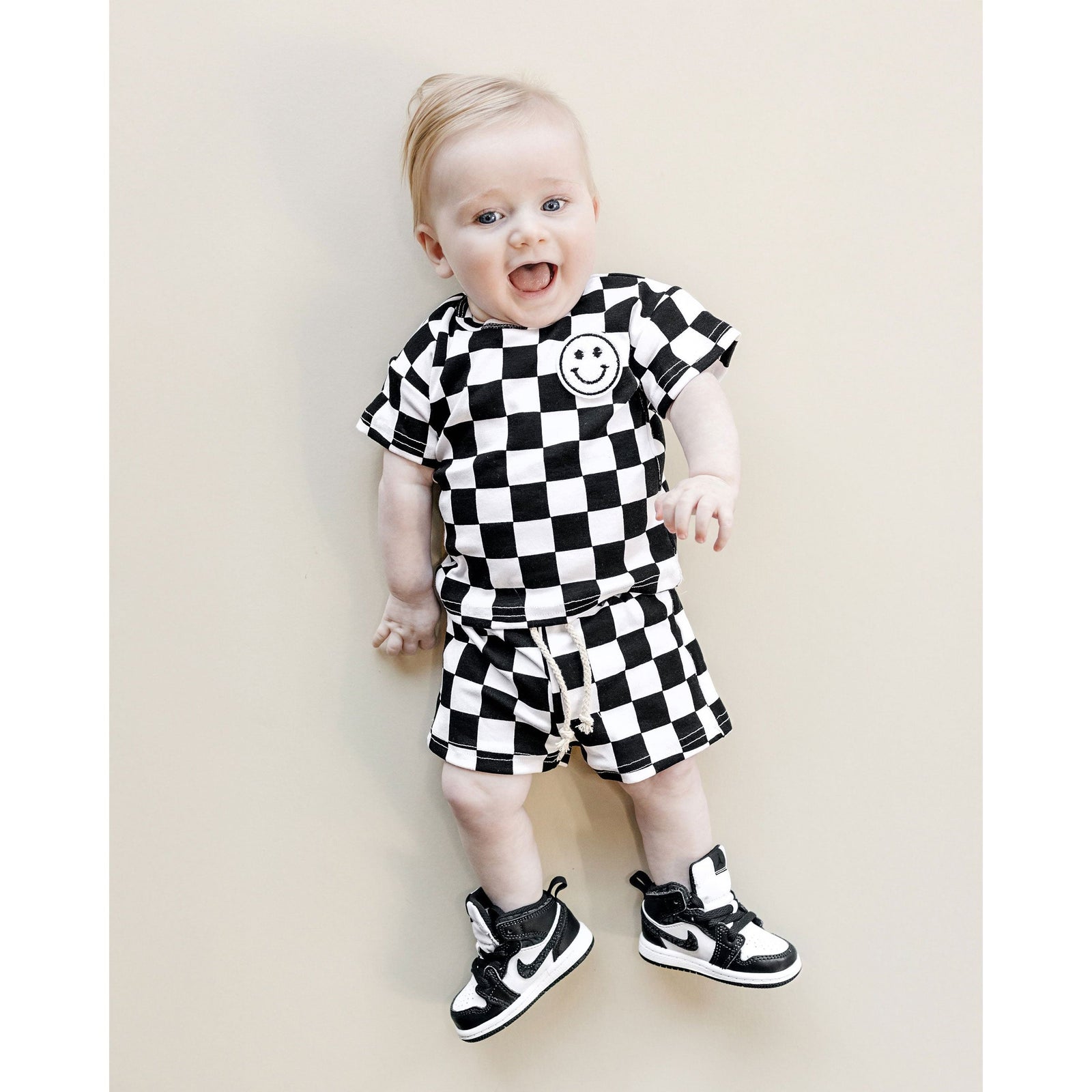 Checkered Shorts Set | Black