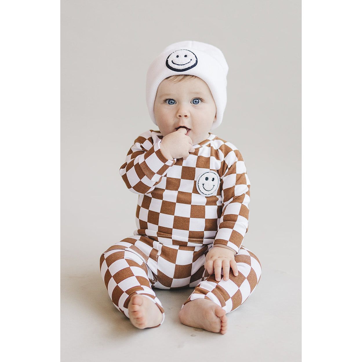 Checkered Smiley Lounge Set | Copper