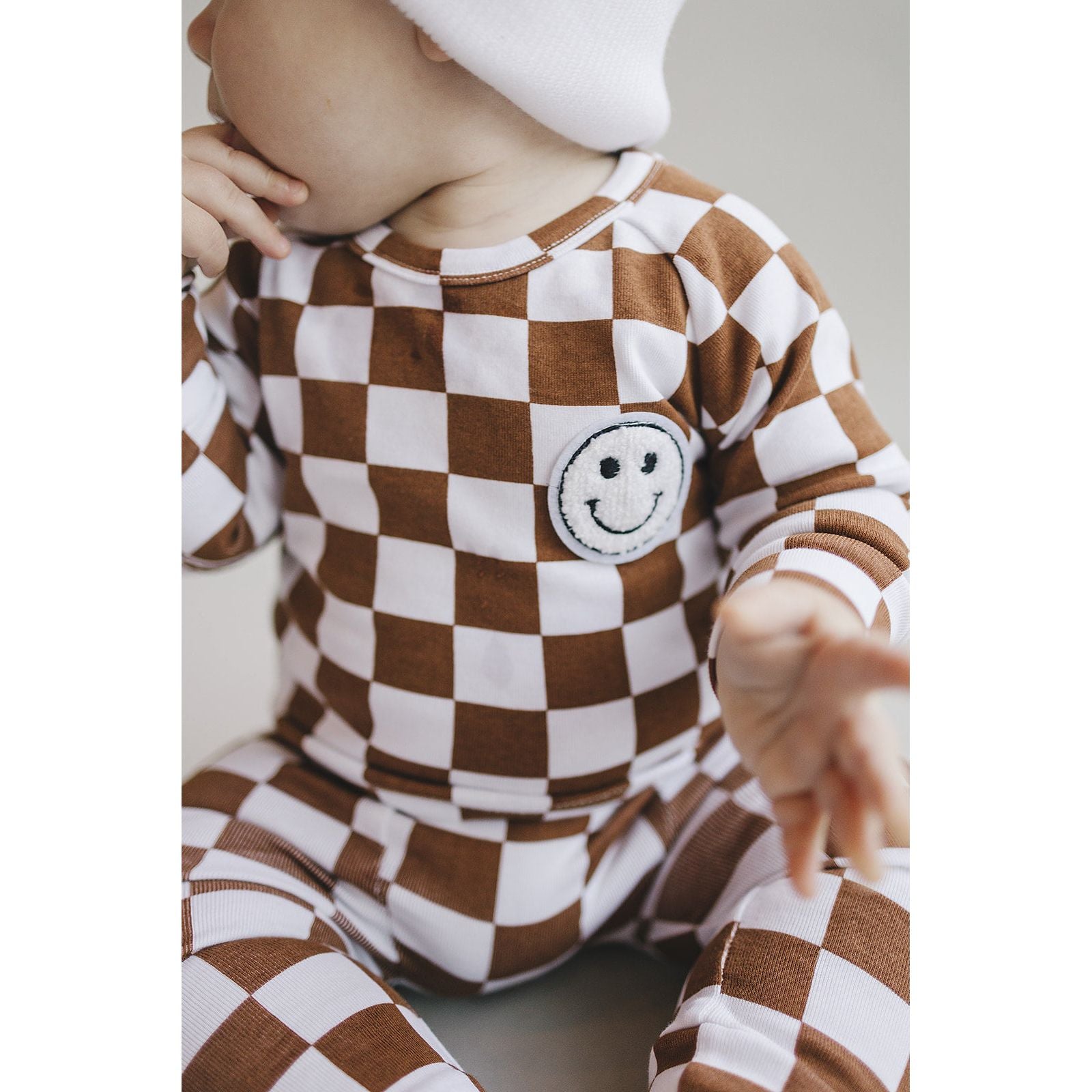 Checkered Smiley Lounge Set | Copper