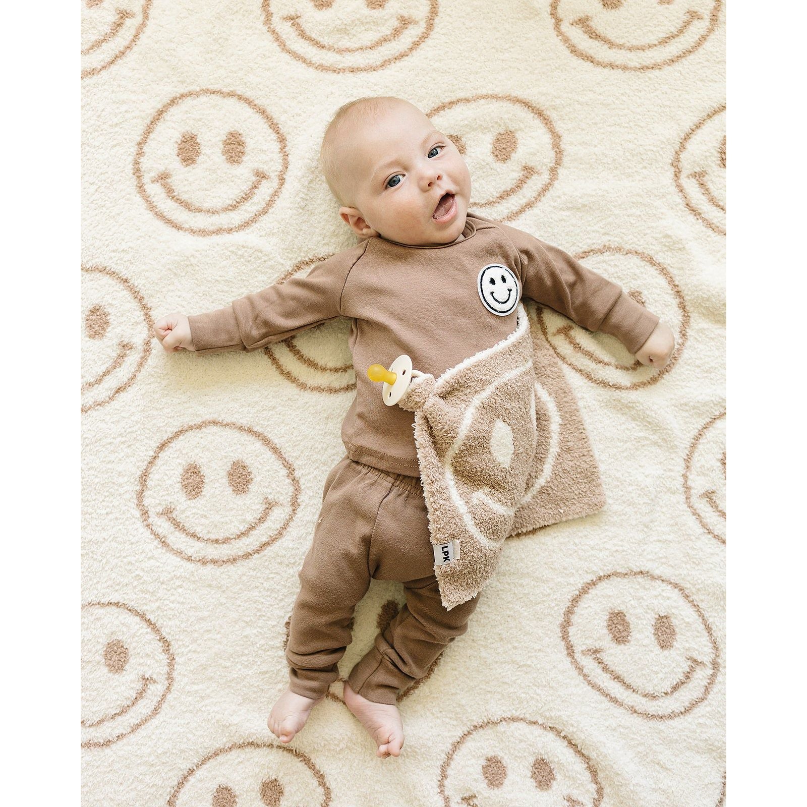 Smiley Plush Lovey | Latte
