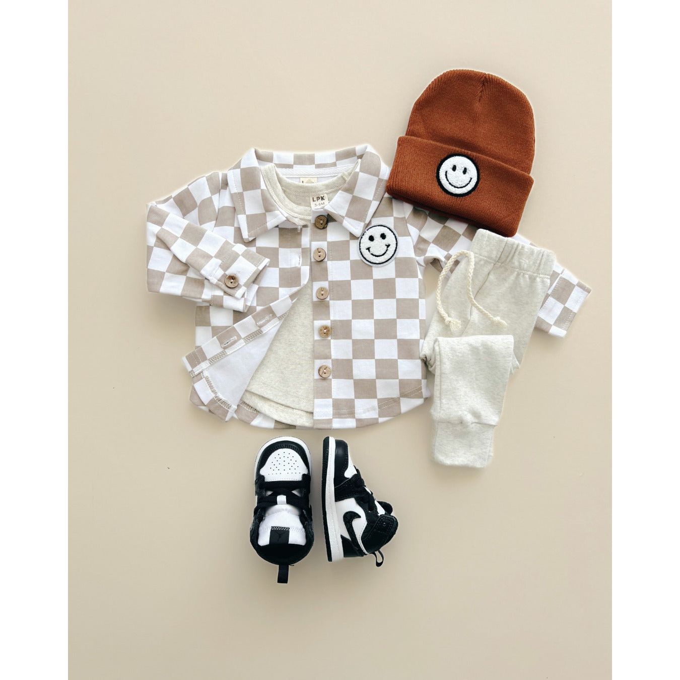Cotton Shacket | Smiley Checkered Latte