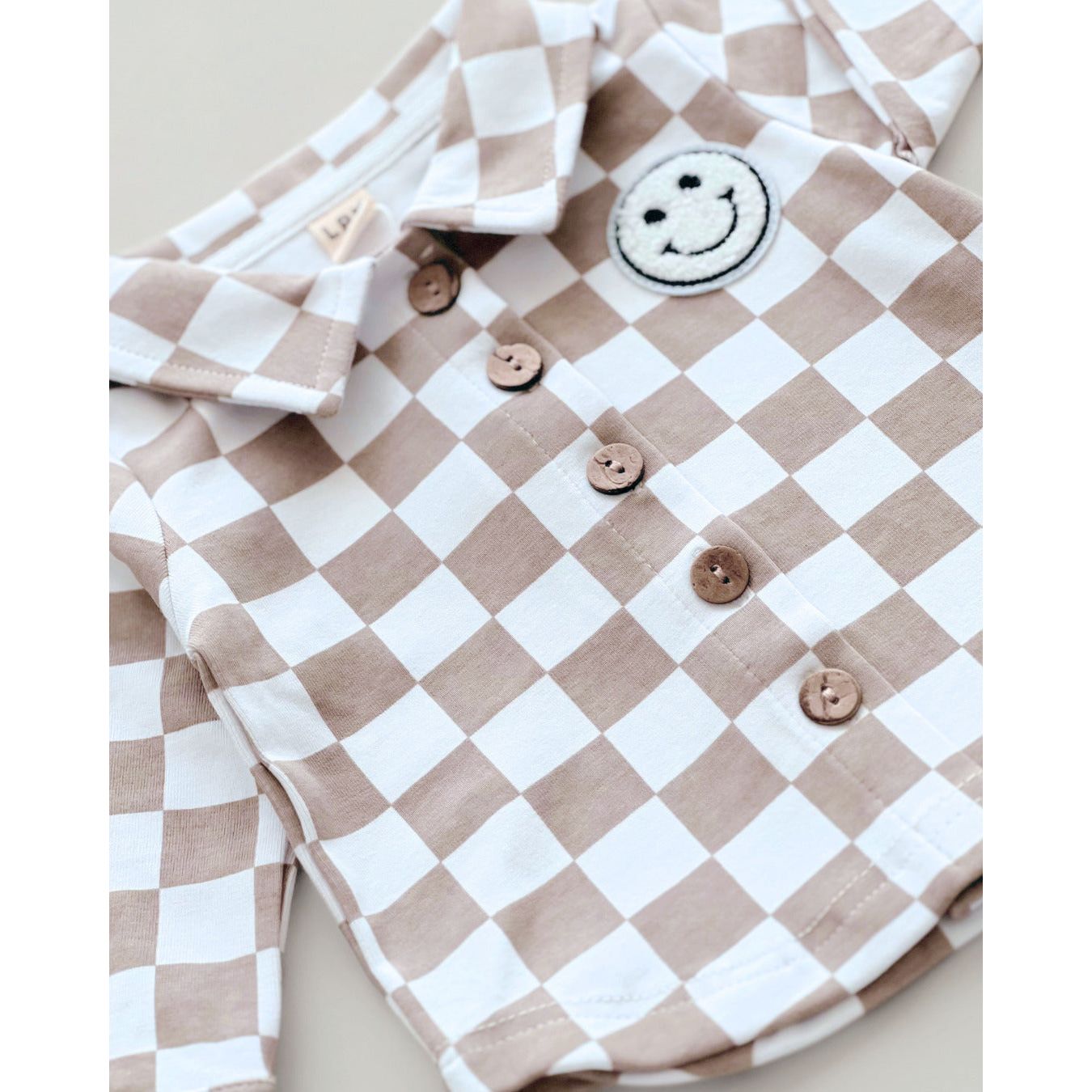 Cotton Shacket | Smiley Checkered Latte