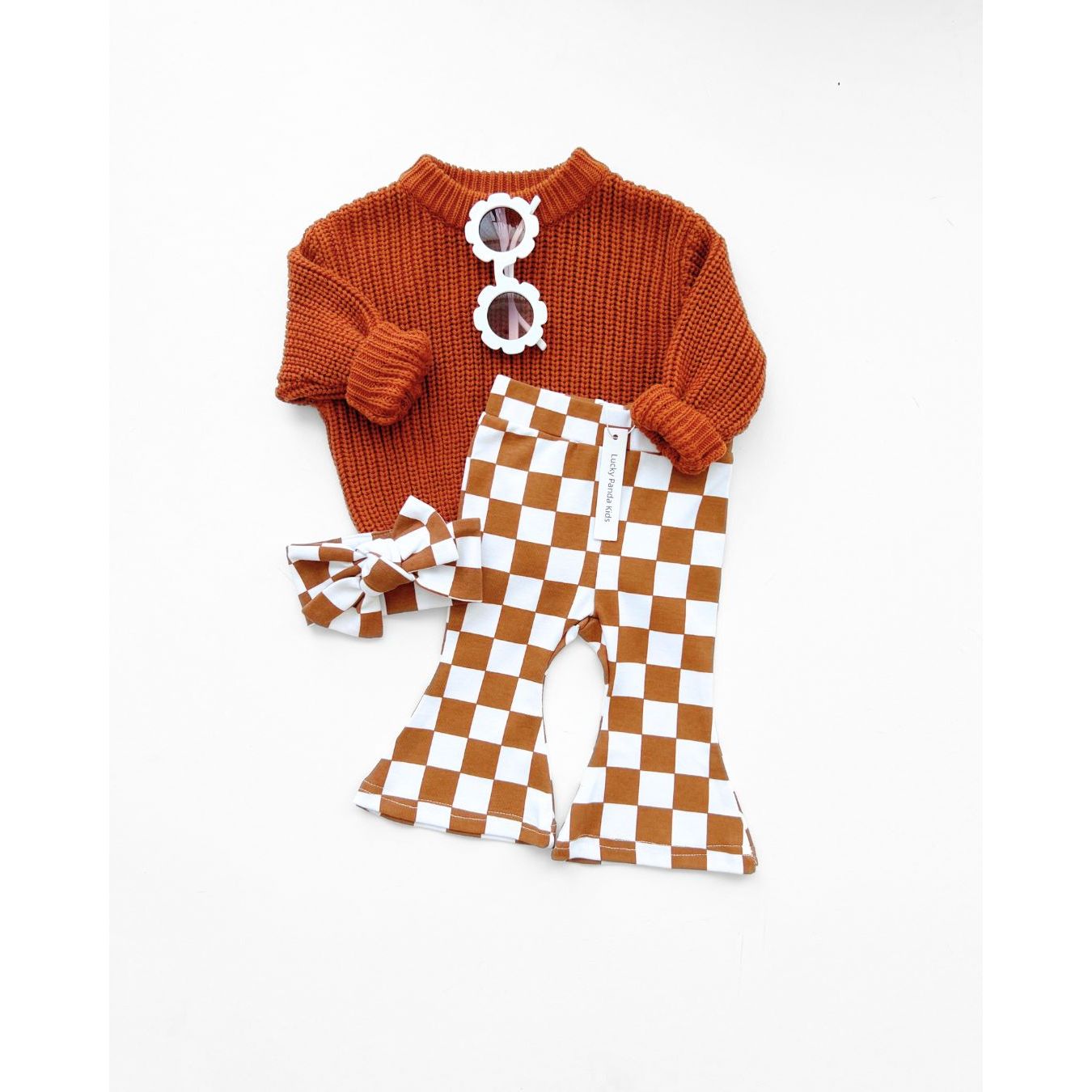 Checkered Flare Pants | Copper