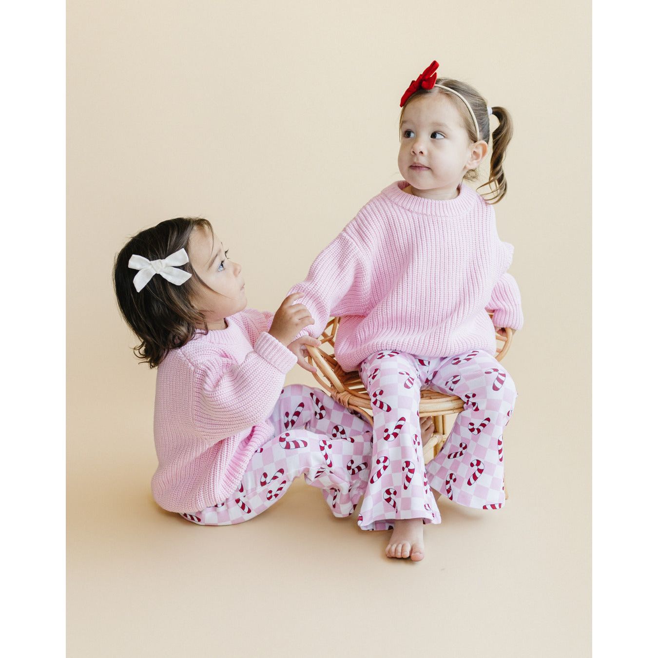 Checkered Candy Cane Flare Pants | Pink