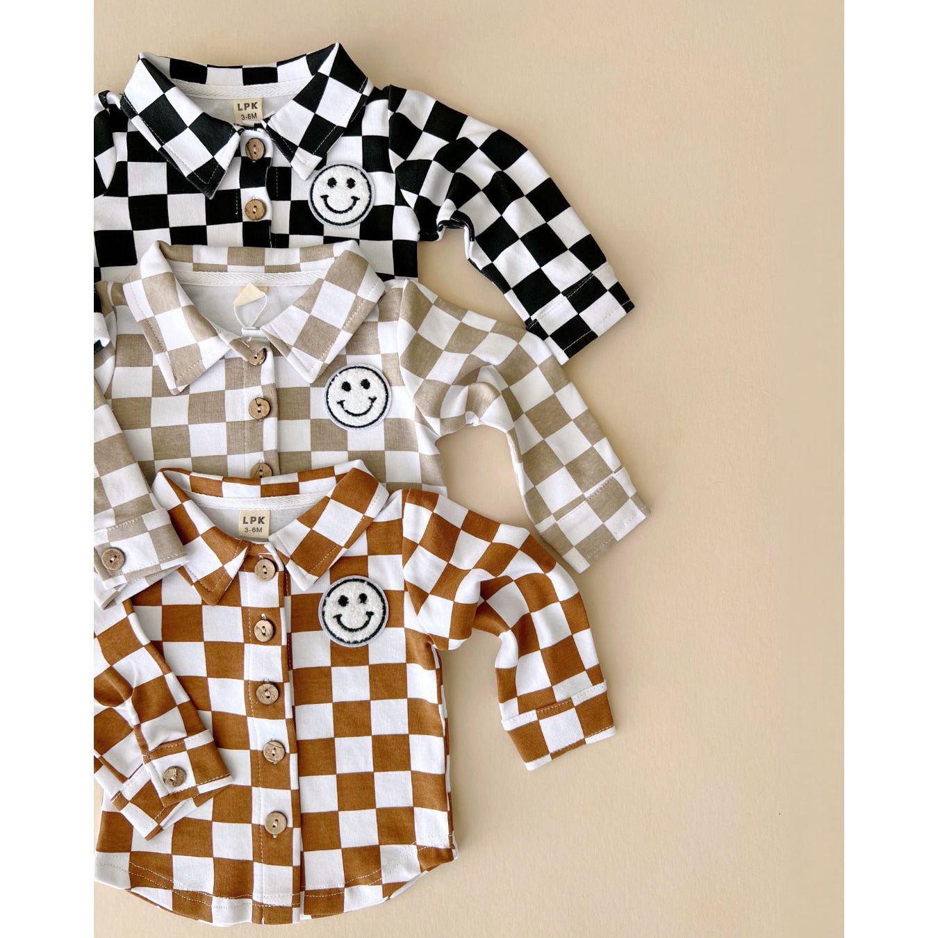 Cotton Shacket | Smiley Checkered Copper