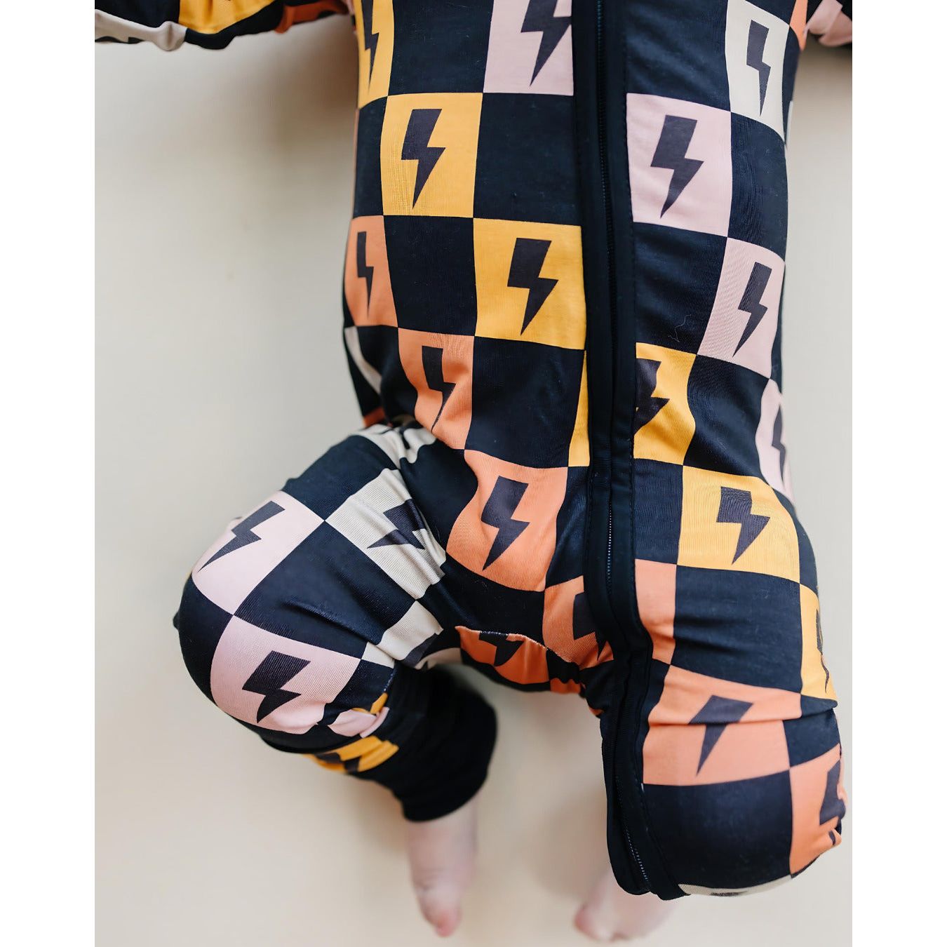 Bamboo Zip Romper | Colorful Checks & Bolts