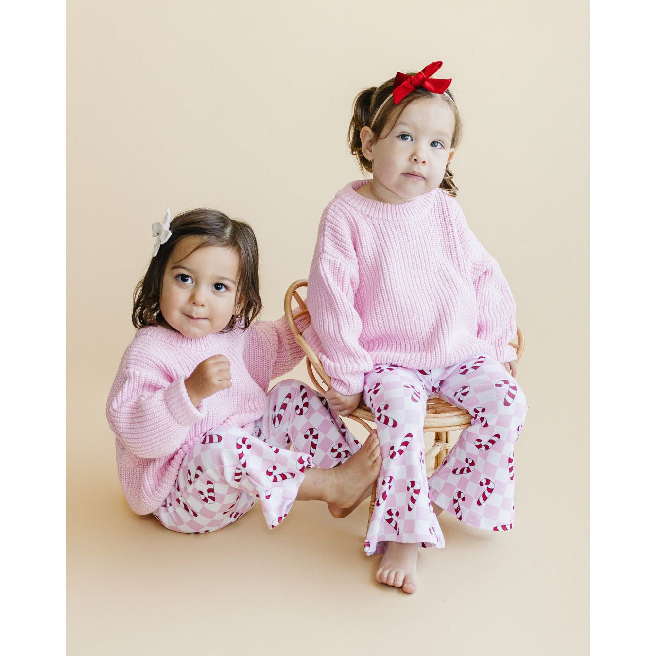 Checkered Candy Cane Flare Pants | Pink