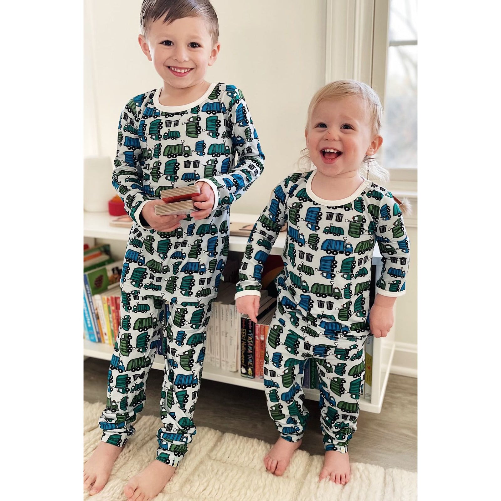 Long Sleeve Pajama Set - Garbage Trucks