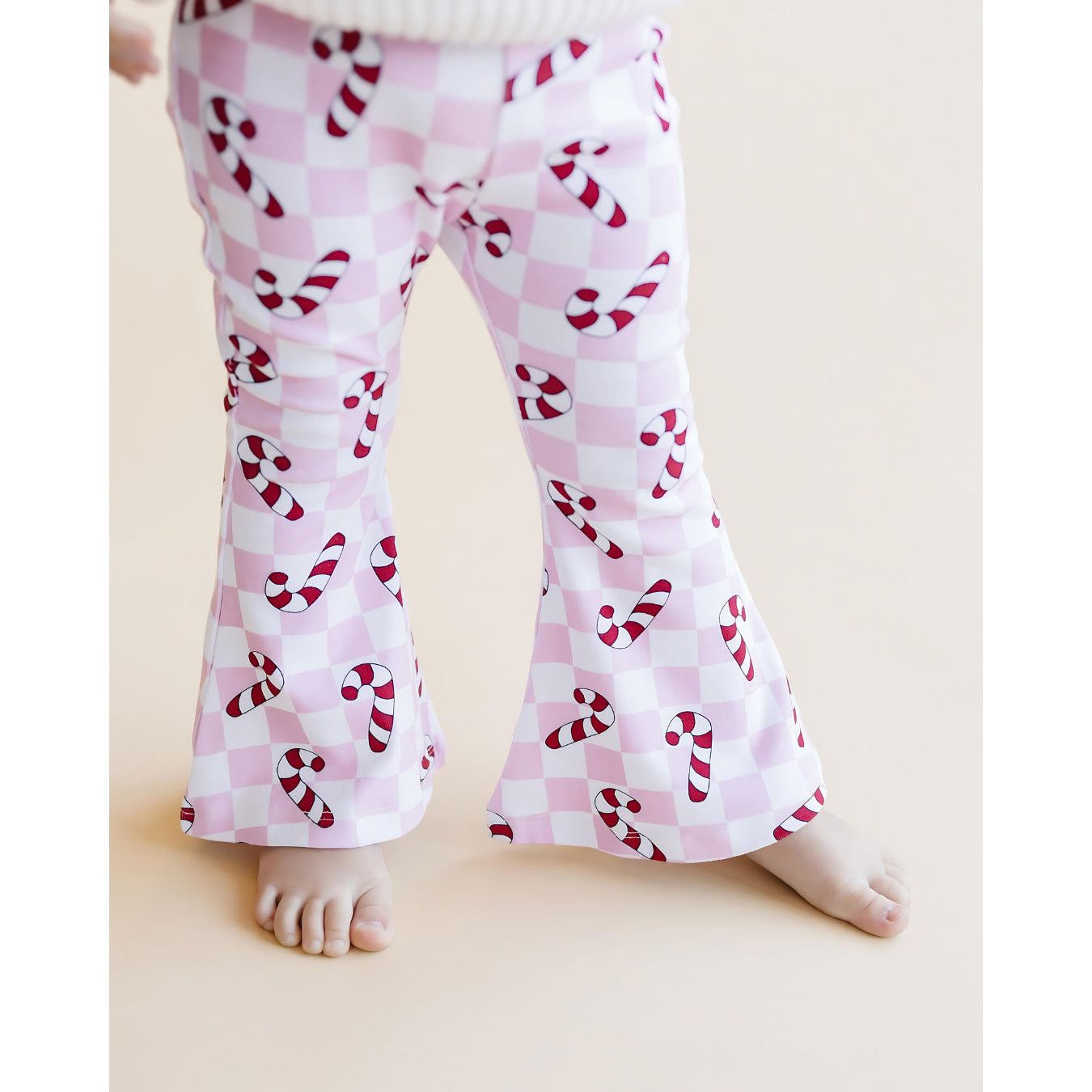 Checkered Candy Cane Flare Pants | Pink