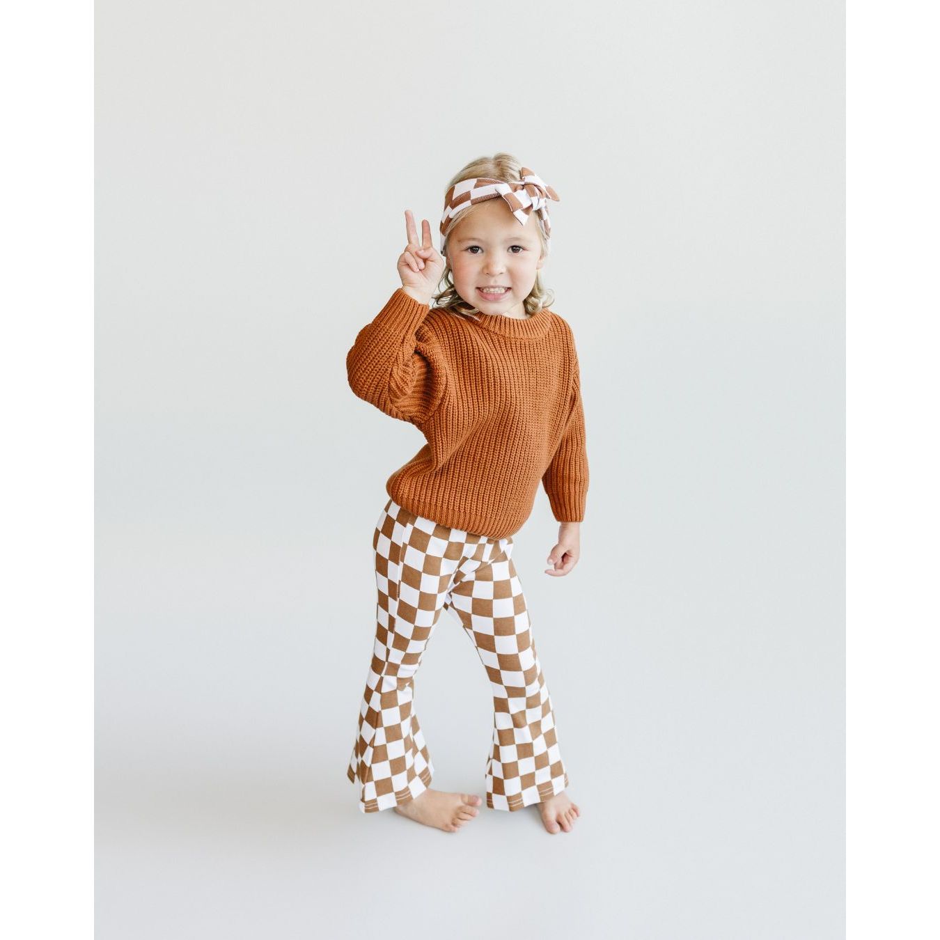 Checkered Flare Pants | Copper