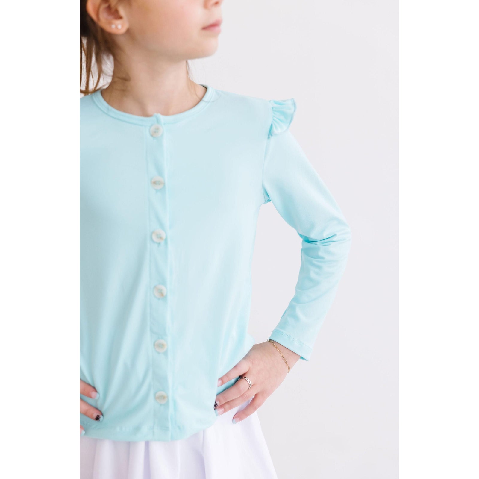 Aqua Ruffle Cardigan
