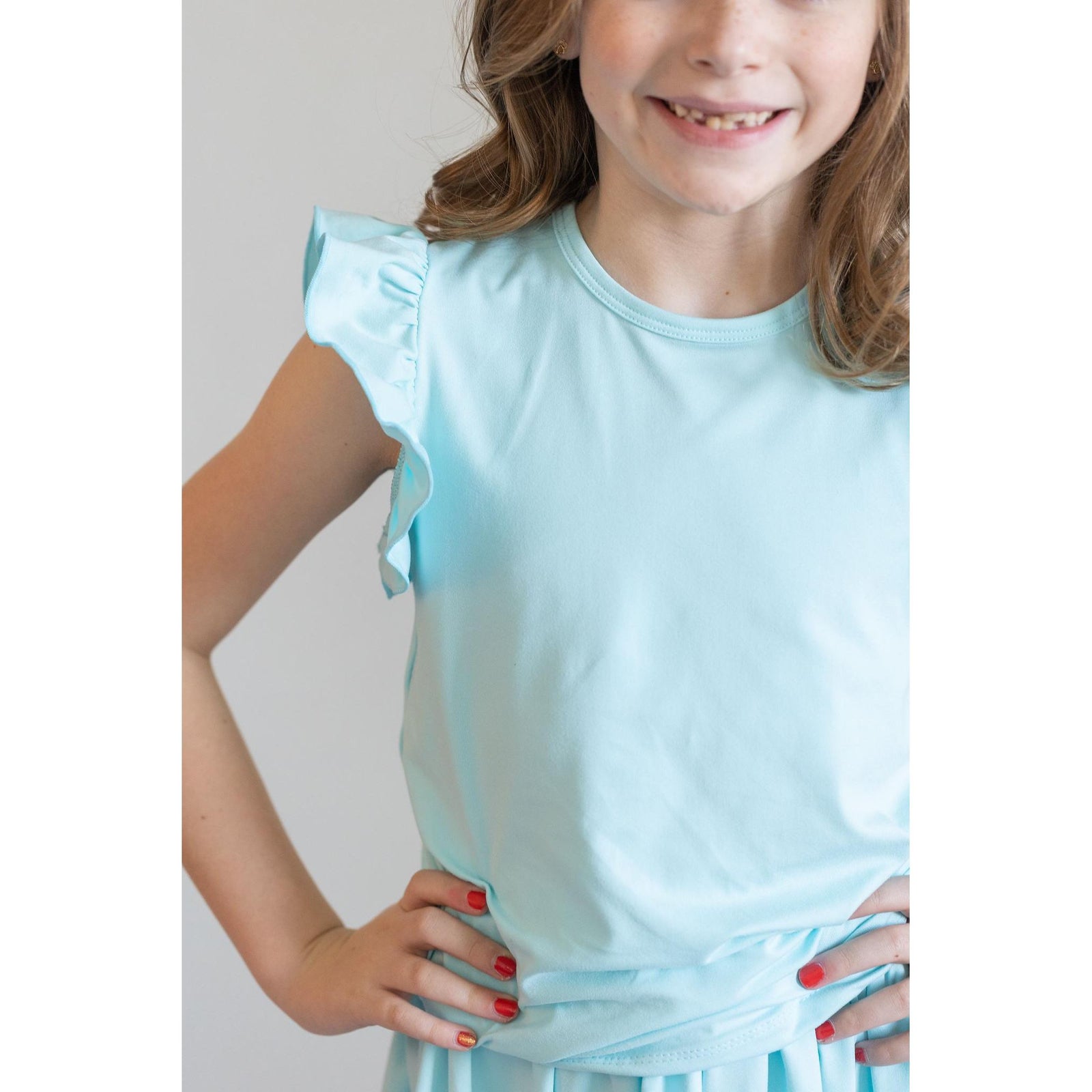 Aqua S/S Ruffle Tee