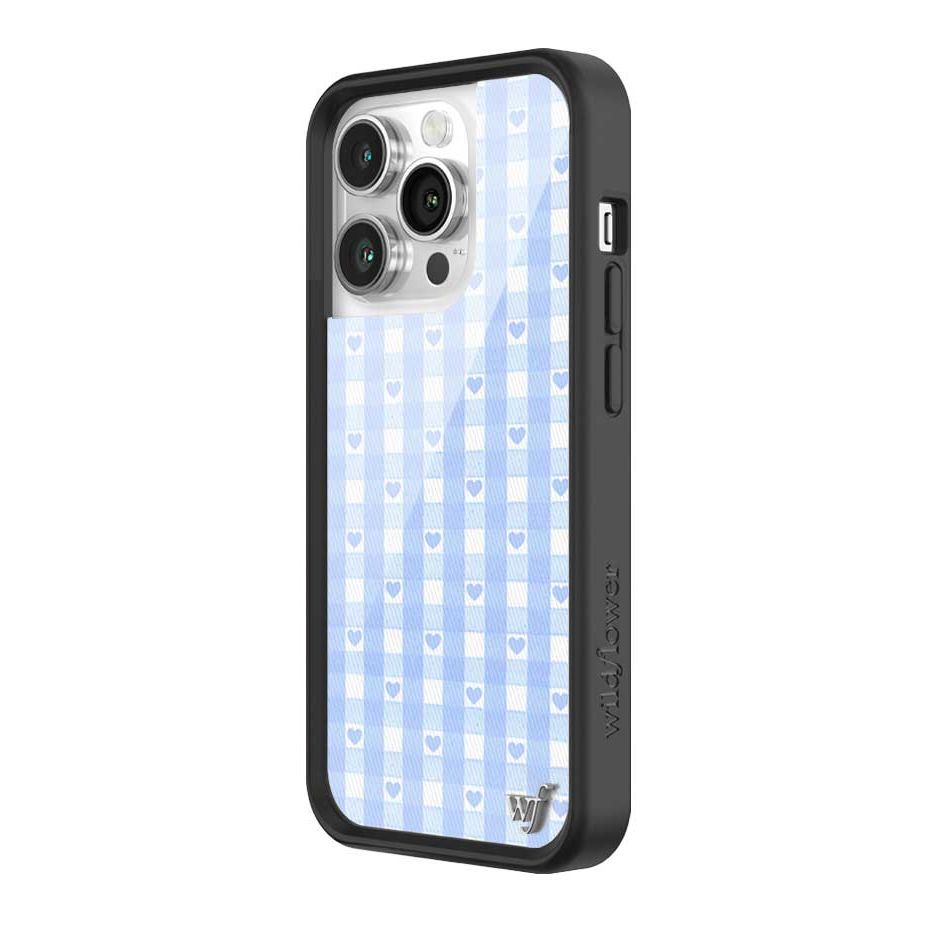 Gingham Hearts | Blue iPhone Case