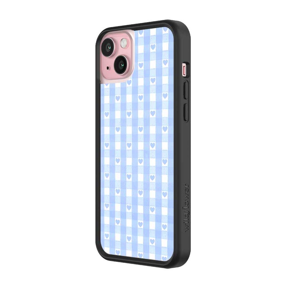 Gingham Hearts | Blue iPhone Case