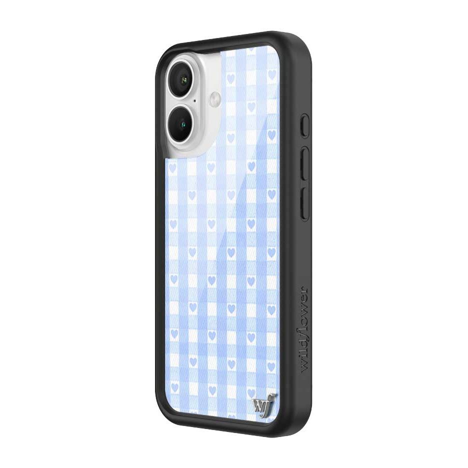 Gingham Hearts | Blue iPhone Case