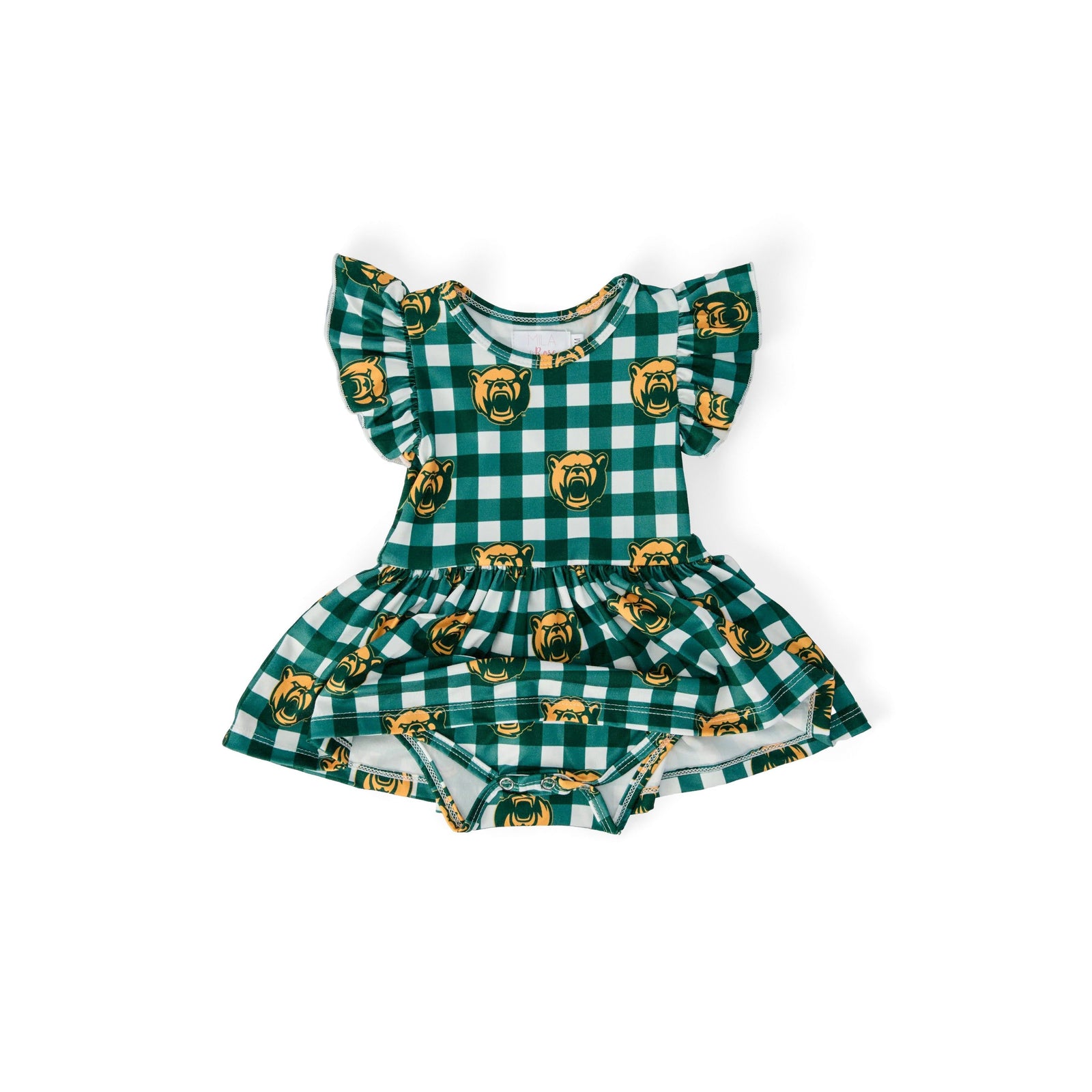 Baylor Plaid Bear Flutter Twirl Bodysuit