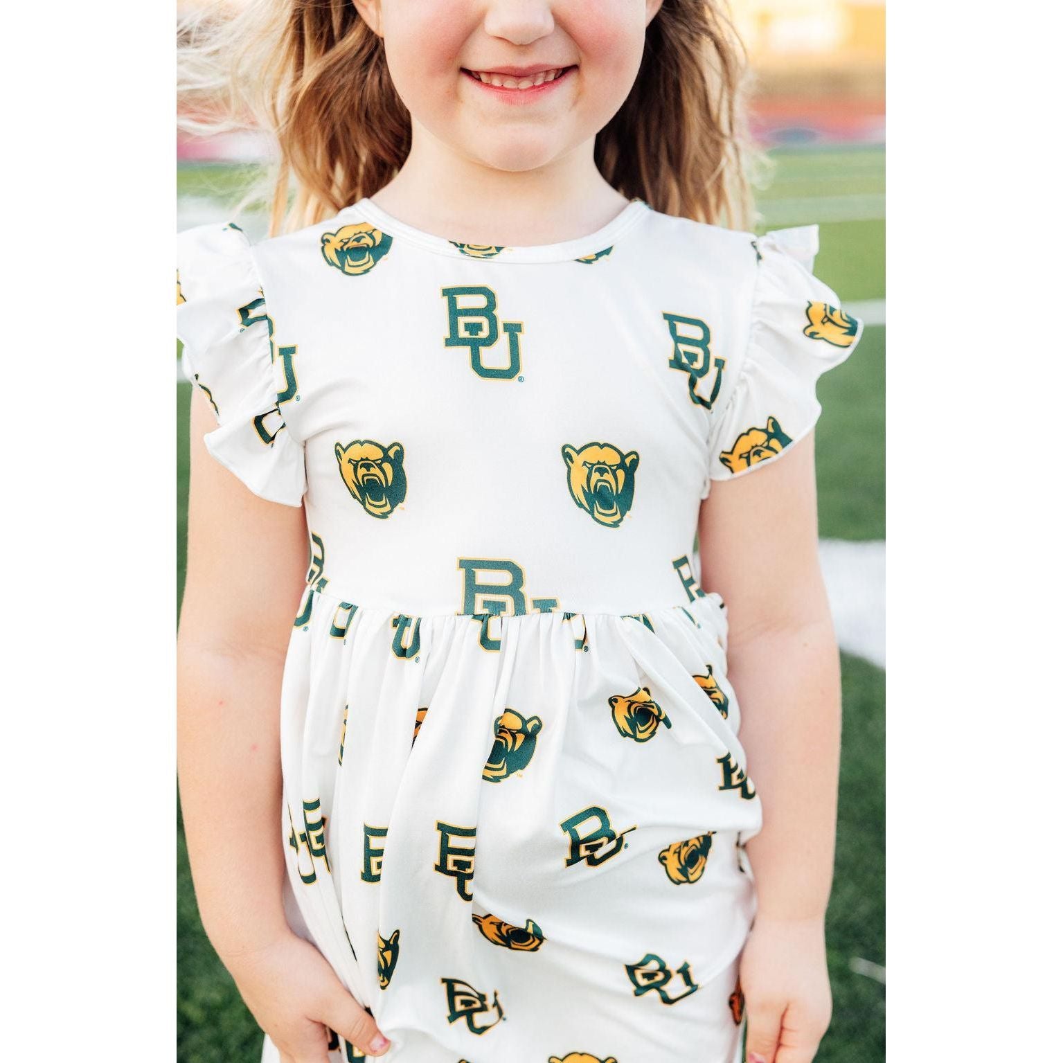 Baylor White Bear Flutter Twirl Dress