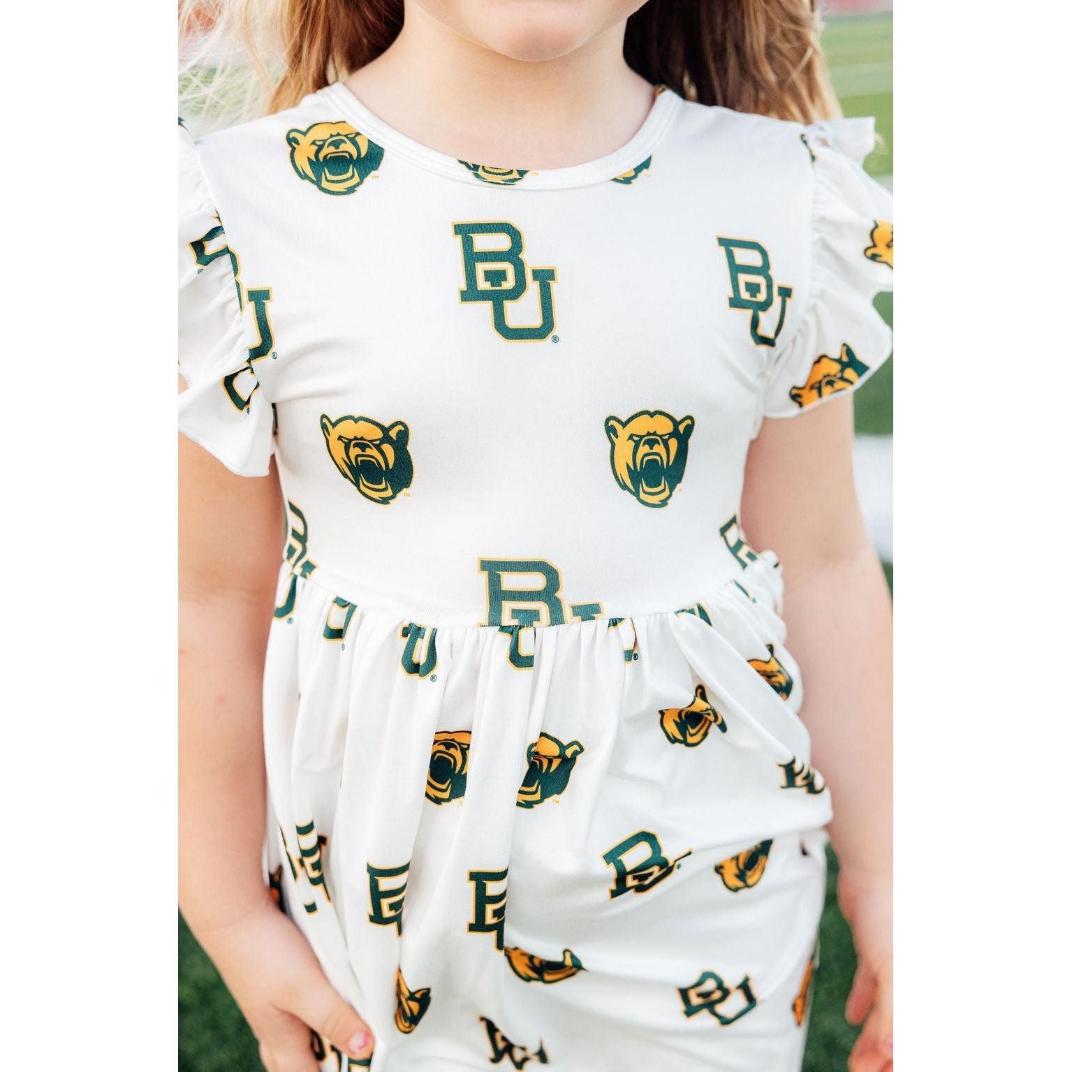 Baylor White Bear Flutter Twirl Dress