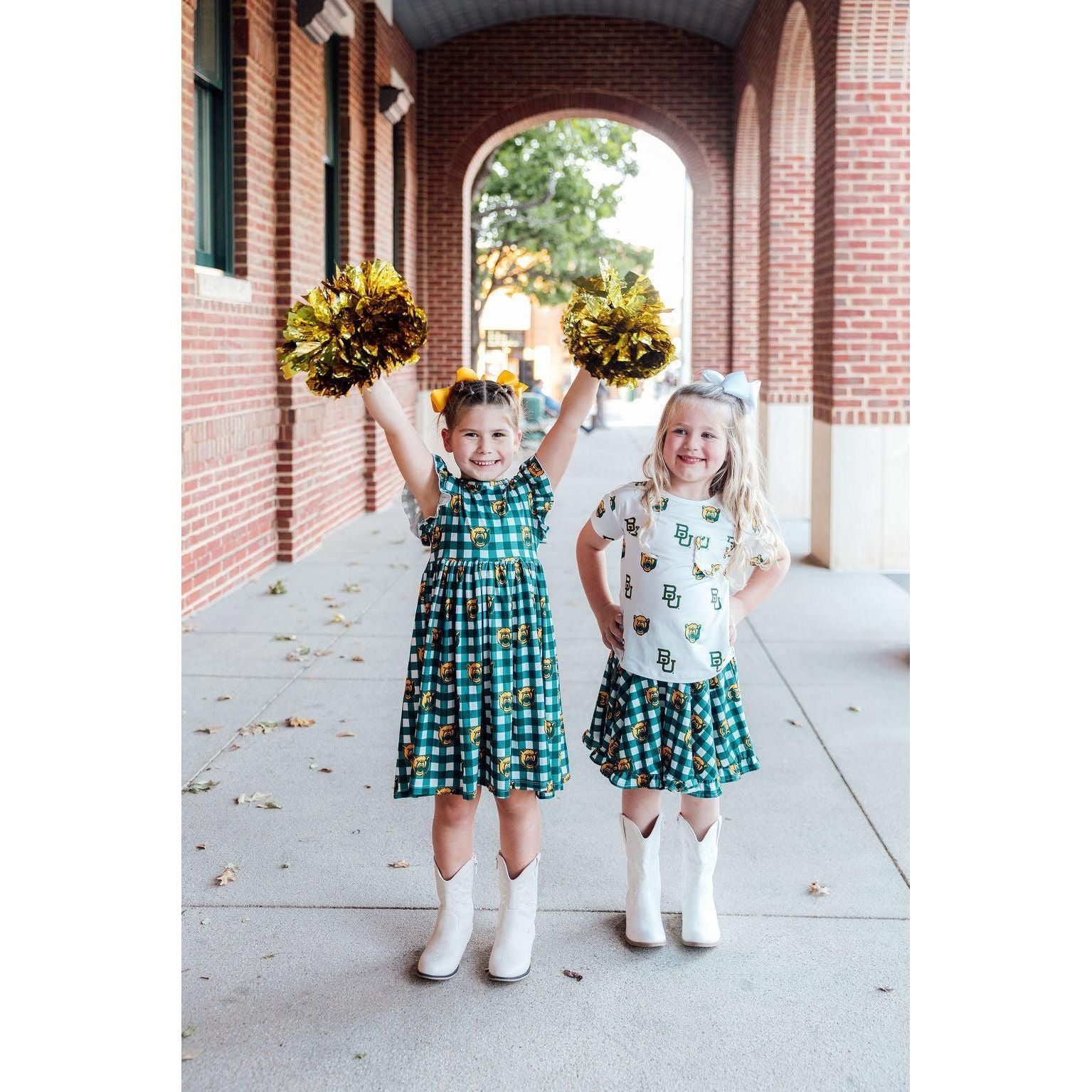 Baylor White Bear Ruffle Pocket Tee
