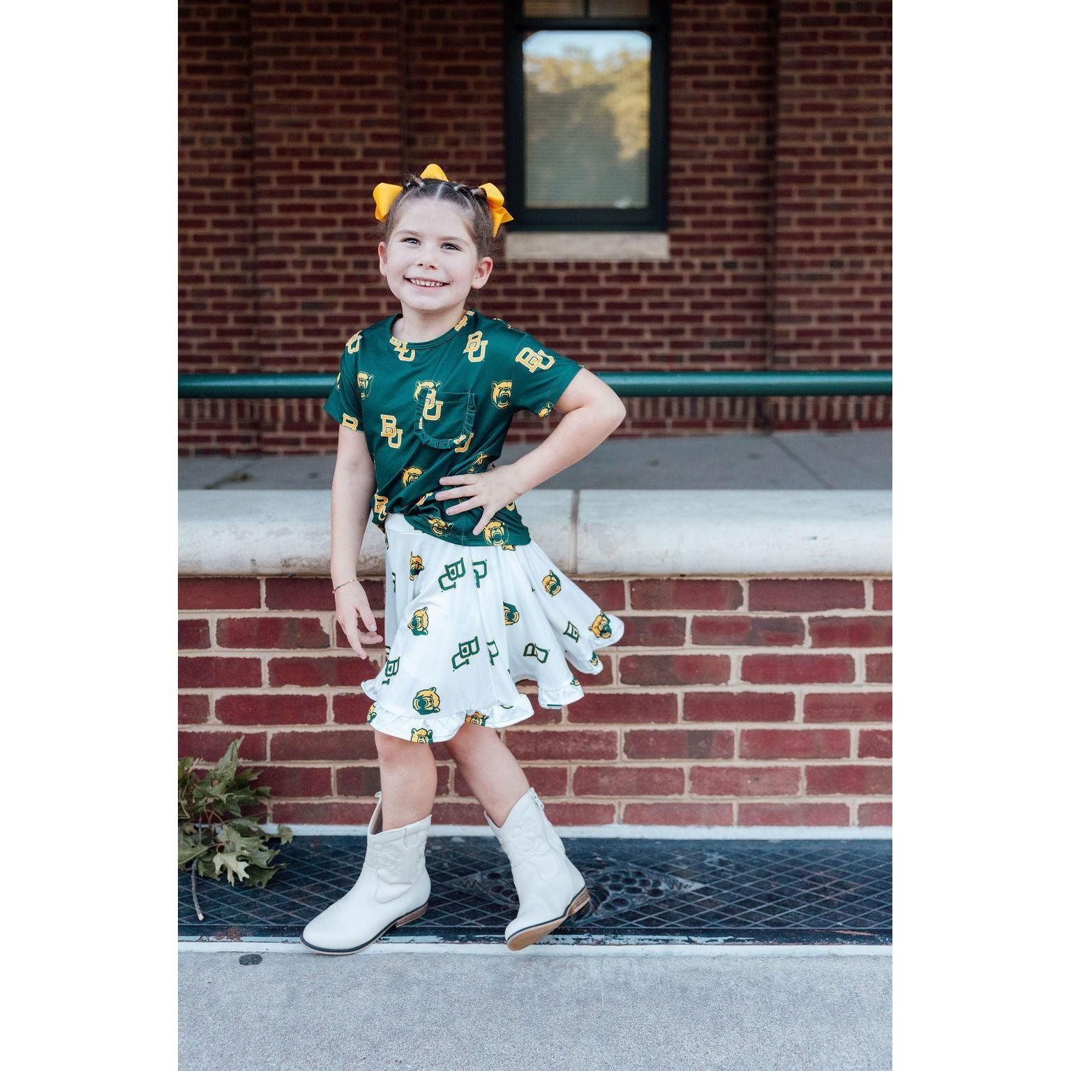 Baylor White Bear Ruffle Twirl Skort