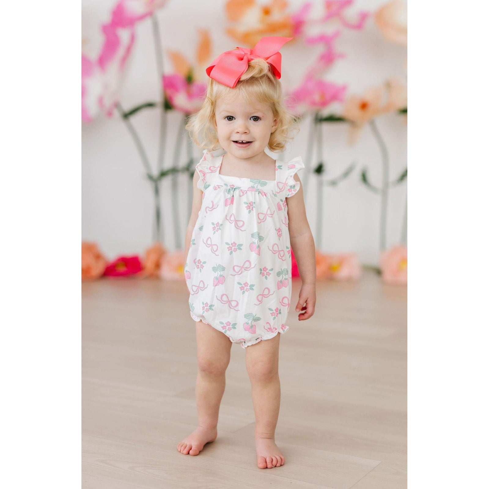Berries & Bows Ruffle Cross Back Romper