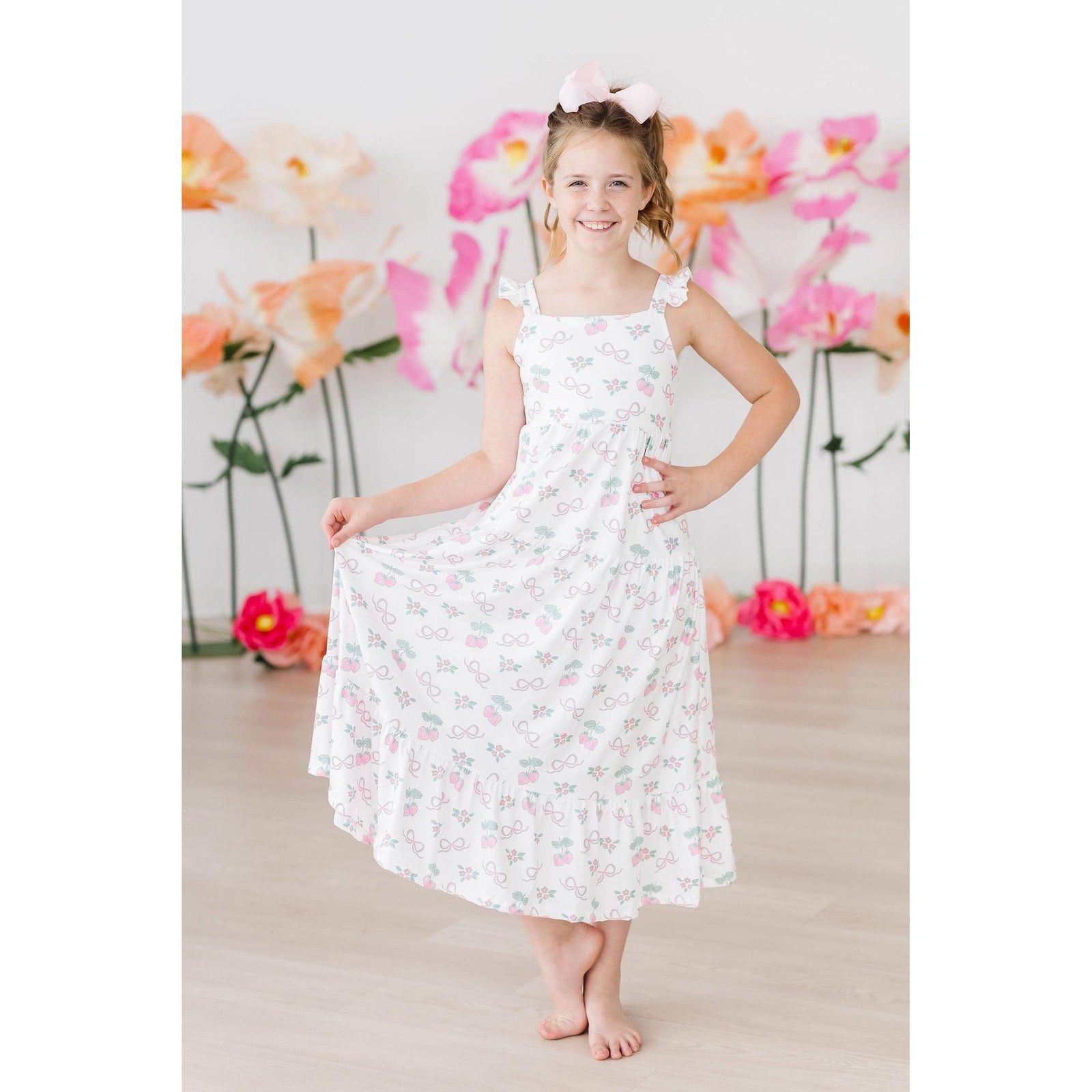 Berries & Bows Ruffle Maxi Dress