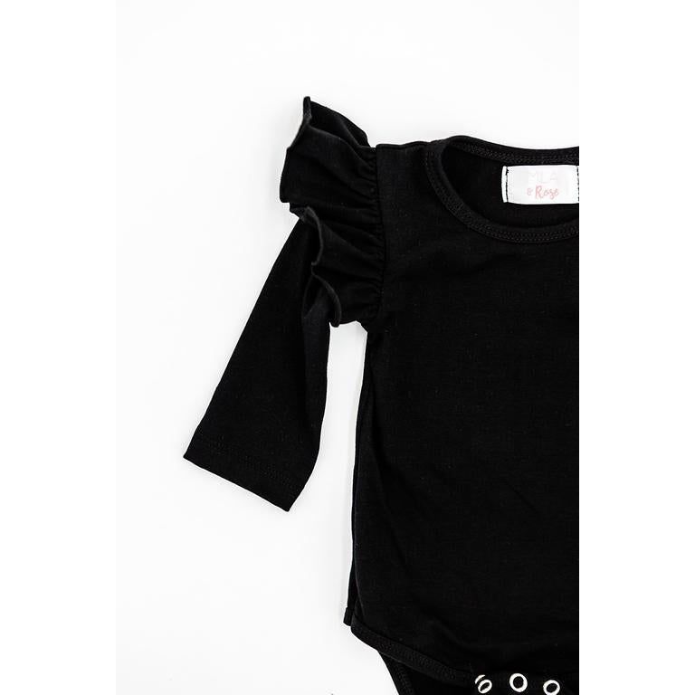 Black L/S Flutter Bodysuit