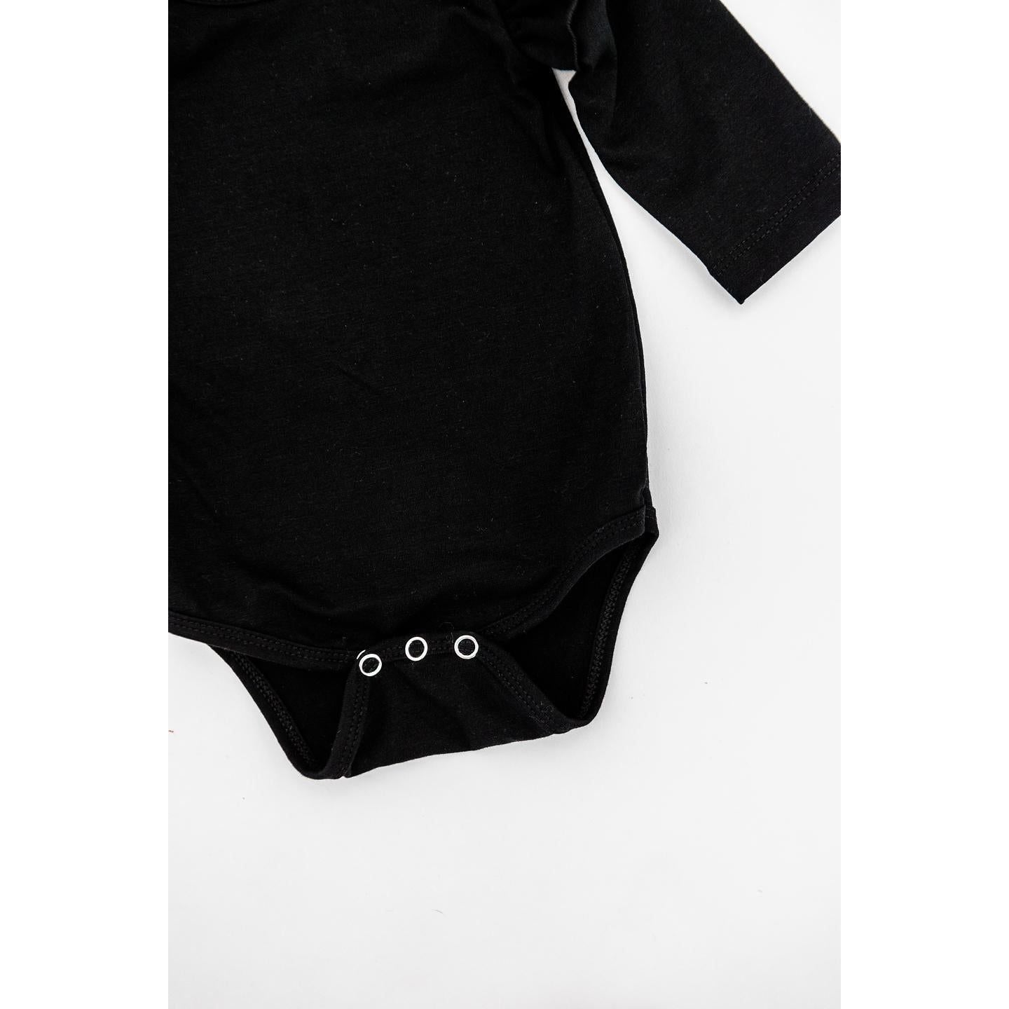 Black L/S Flutter Bodysuit