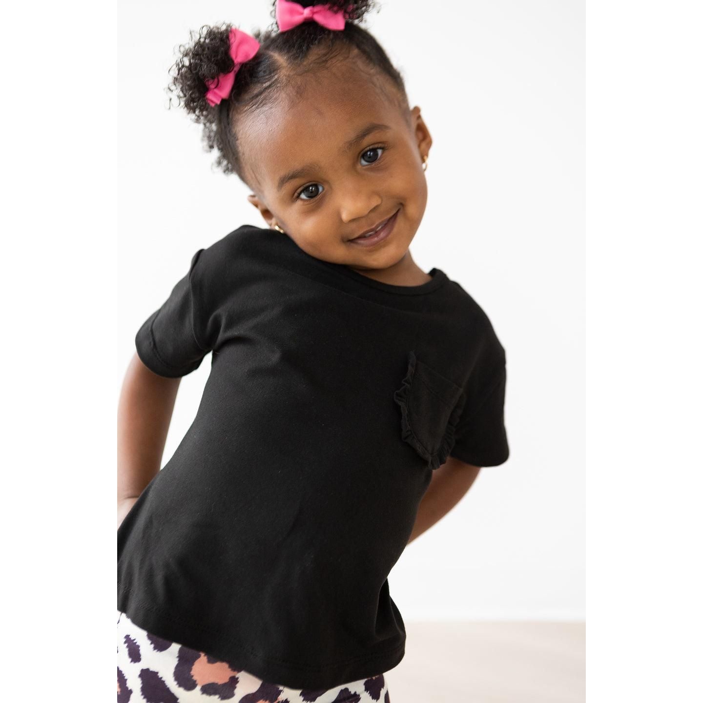 Black Ruffle Pocket Tee