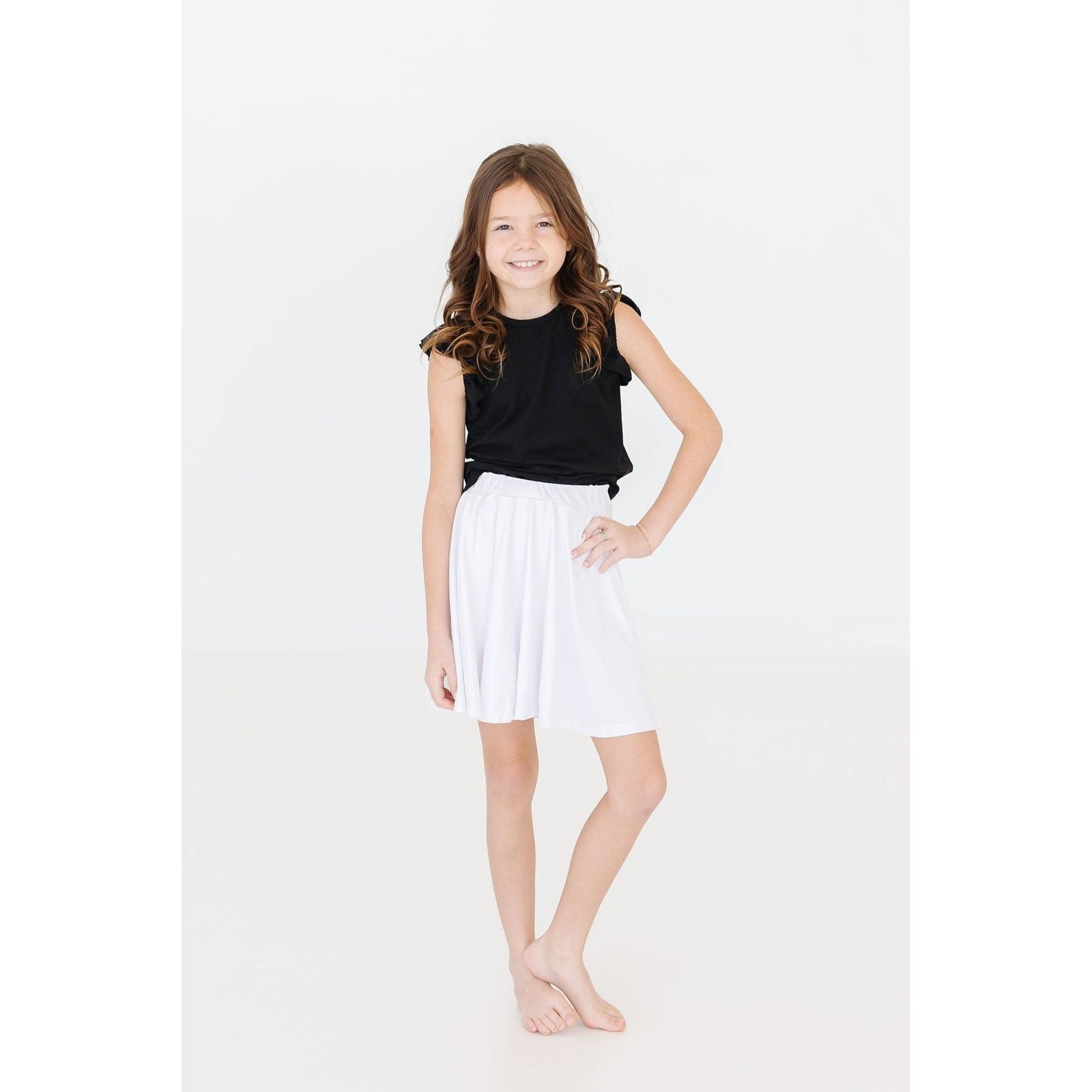 Black S/S Ruffle Tee