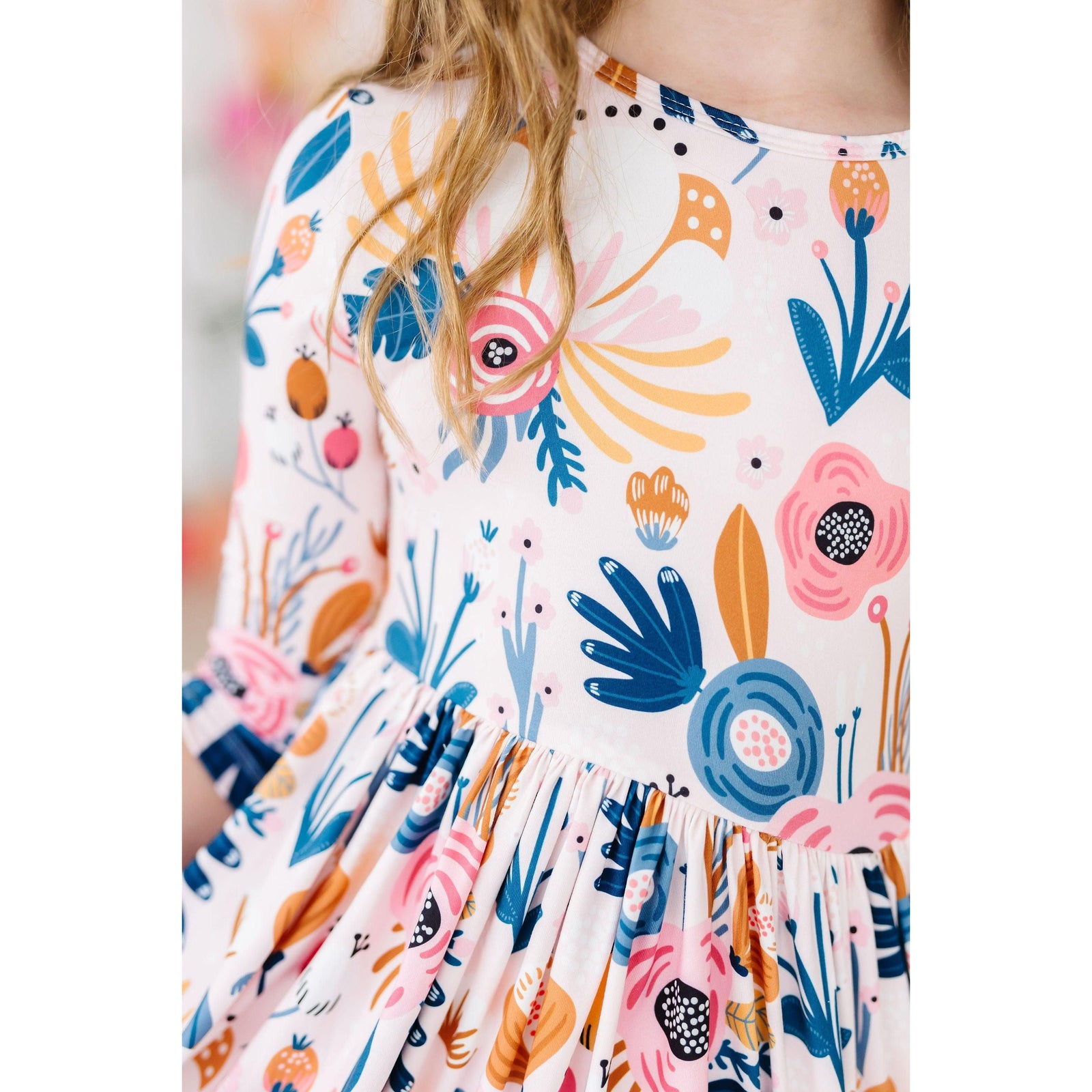 Blush Peony 3/4 Sleeve Pocket Twirl Dress