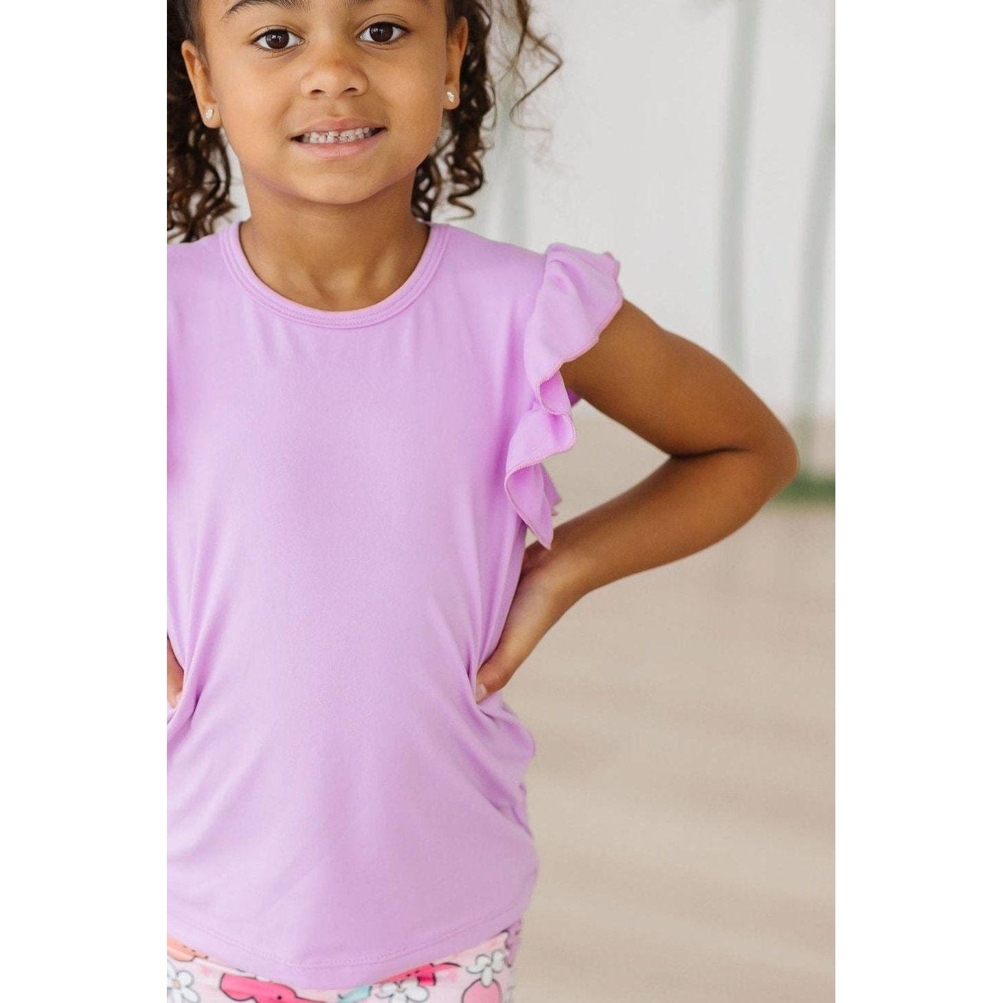 Bright Lilac S/S Ruffle Tee