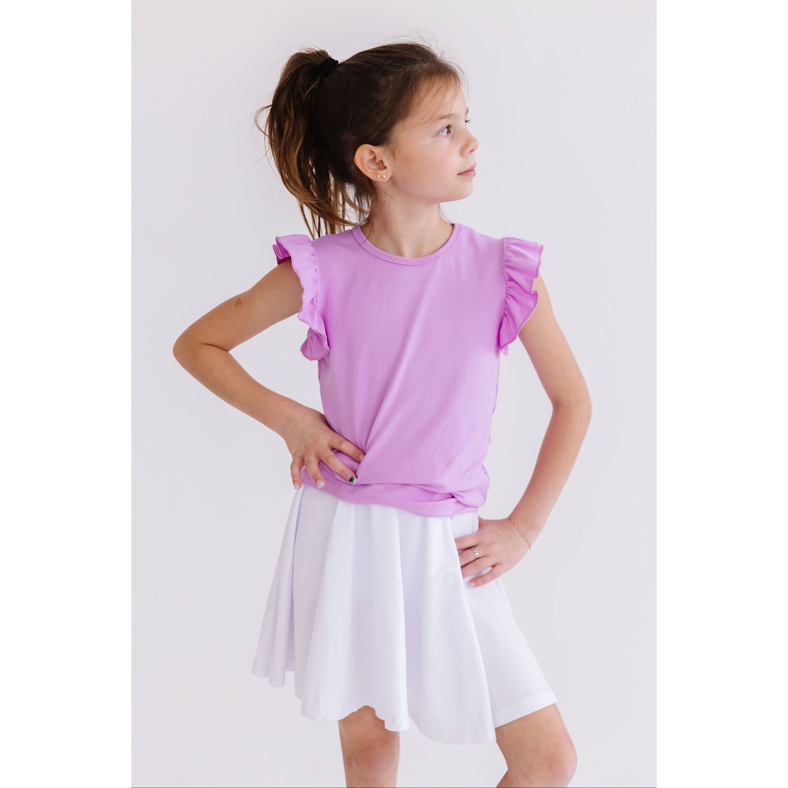 Bright Lilac S/S Ruffle Tee